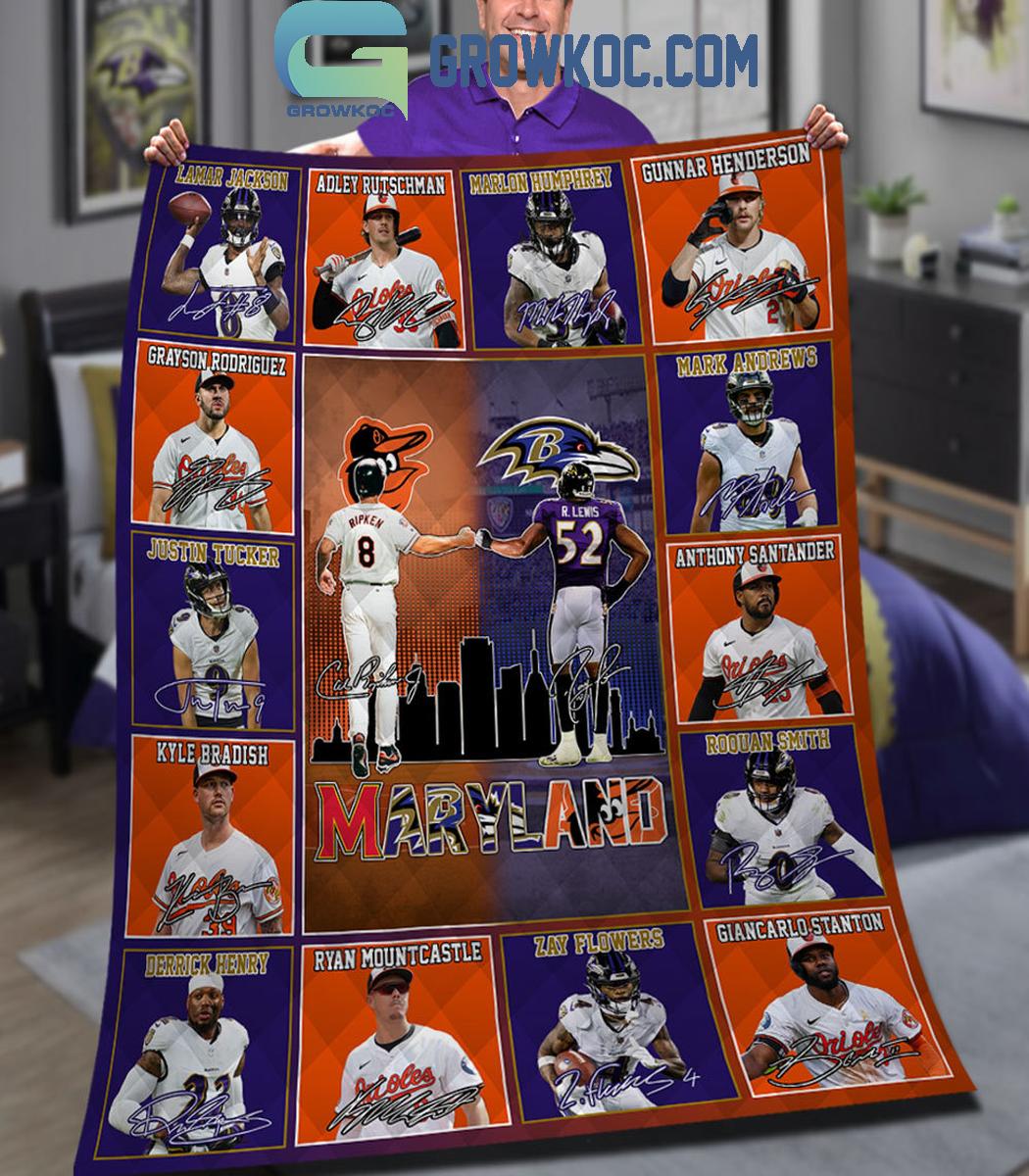 Baltimore Ravens Baltimore Orioles The Legends Of Maryland Fleece Blanket Quilt 1 vxJRT