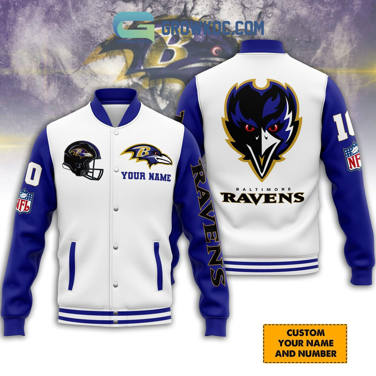Baltimore Ravens Dream Team Personalized Baseball Jacket2B1 0OaSR
