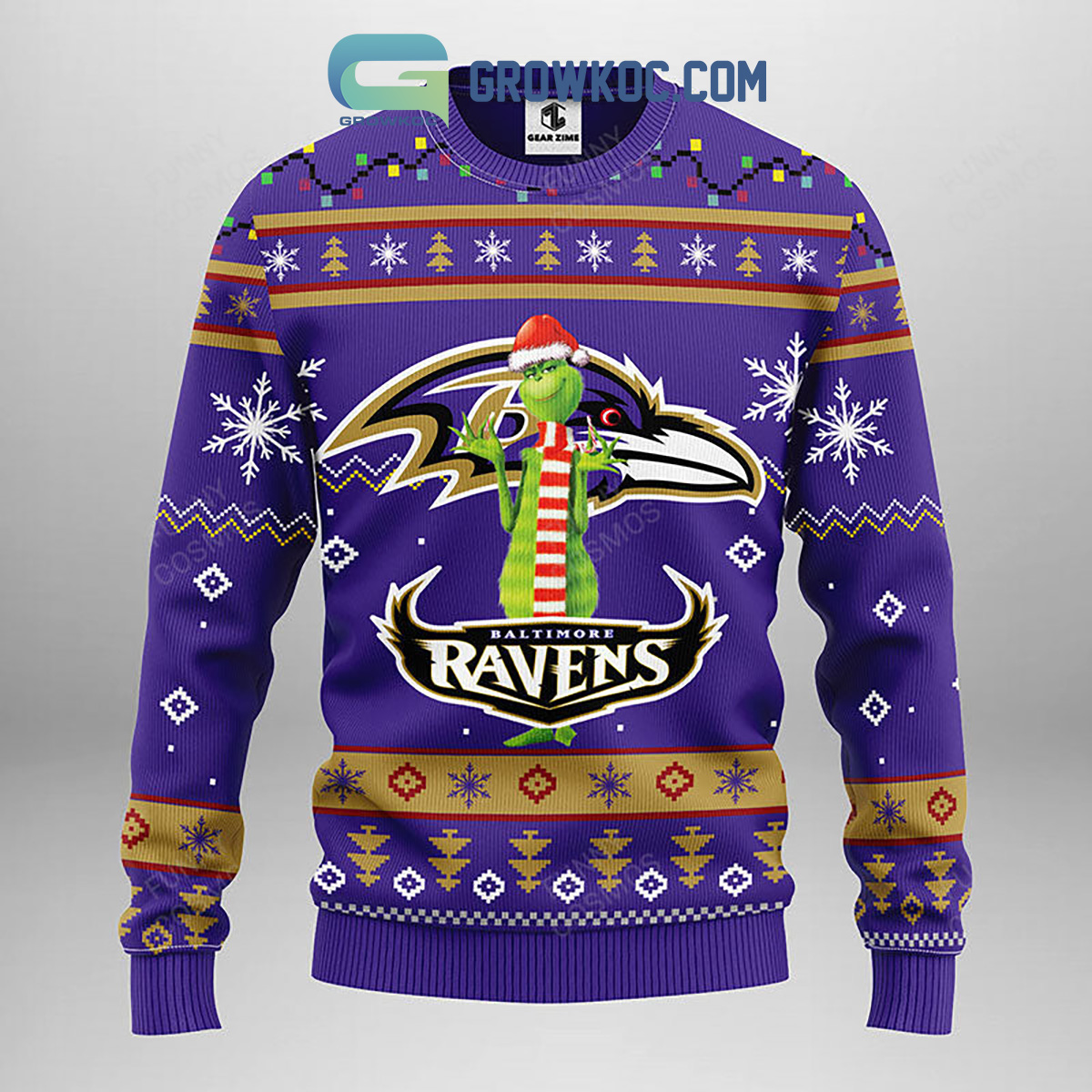 Baltimore Ravens Funny Grinch Christmas Ugly Sweater2B1 LwovN