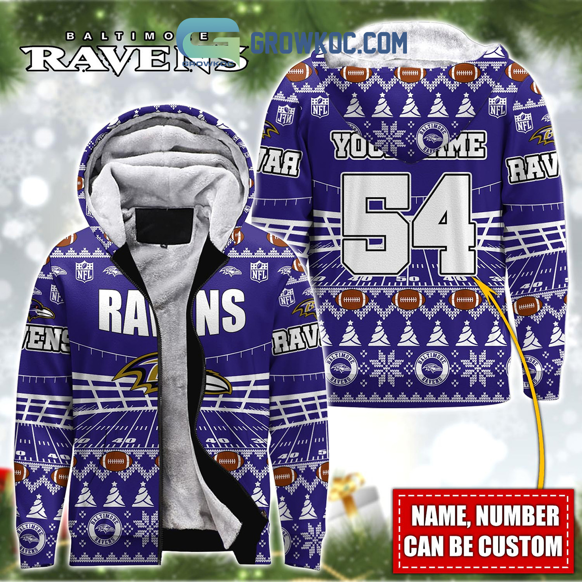 Baltimore Ravens NFL Christmas Personalized Hoodie Zipper Fleece Jacket2B1 h009v