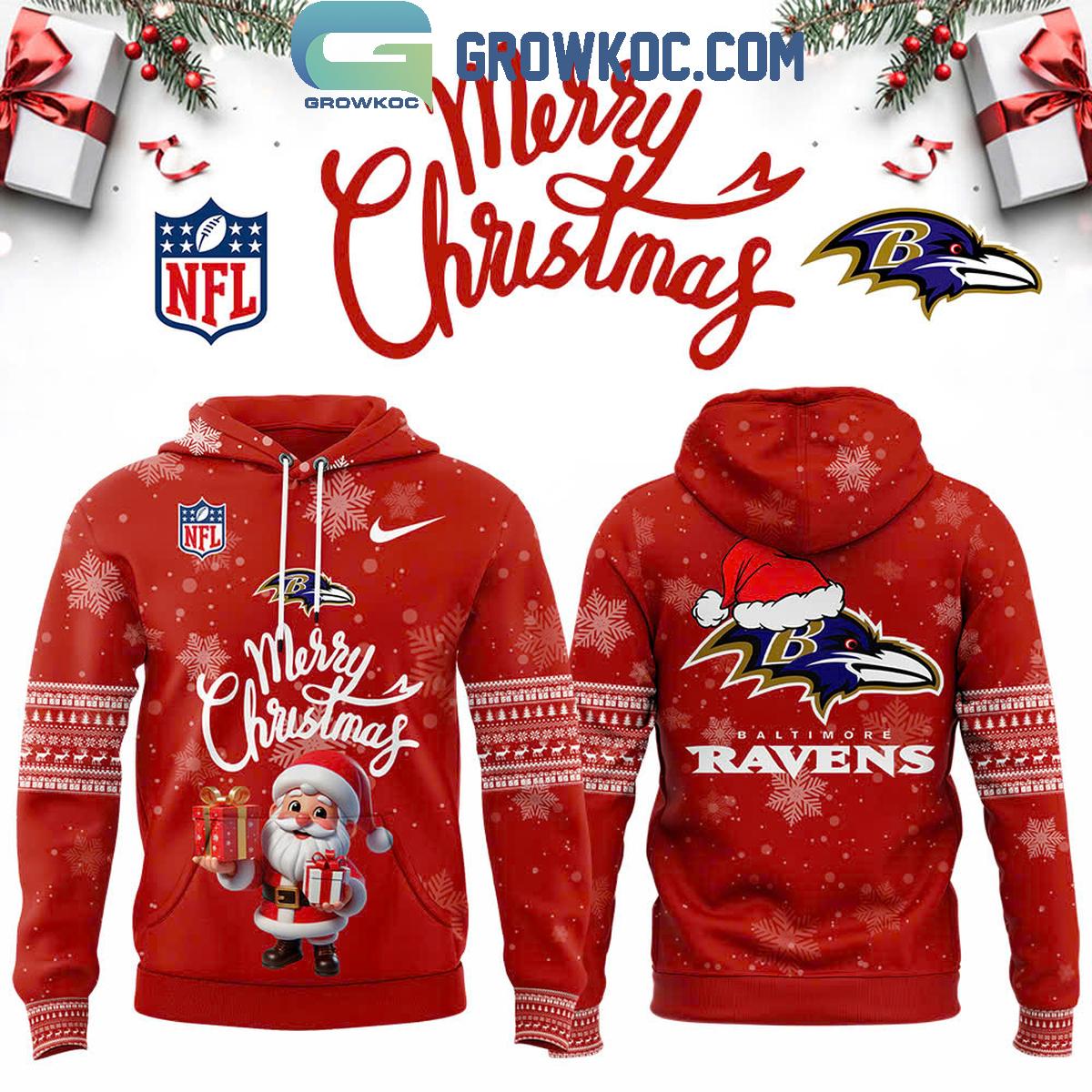 Baltimore Ravens Santa Claus 2024 Merry Christmas Festive Hoodie T Shirt 1 VxlXR