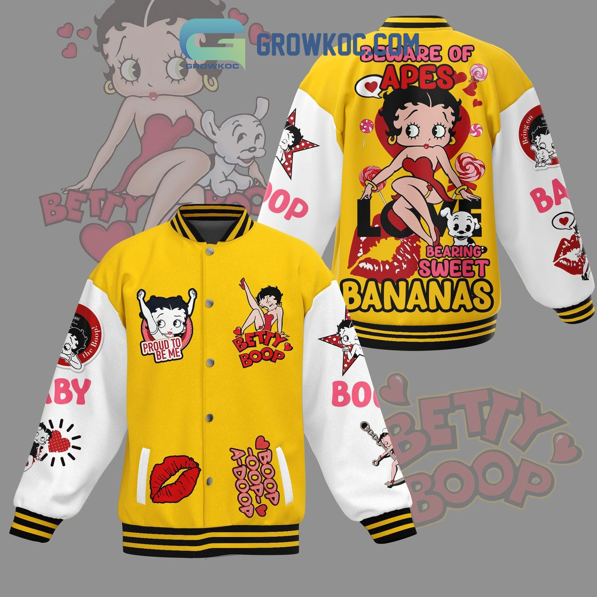 Betty Boop Beware Of Apes Baseball Jacket2B1 IBJkb