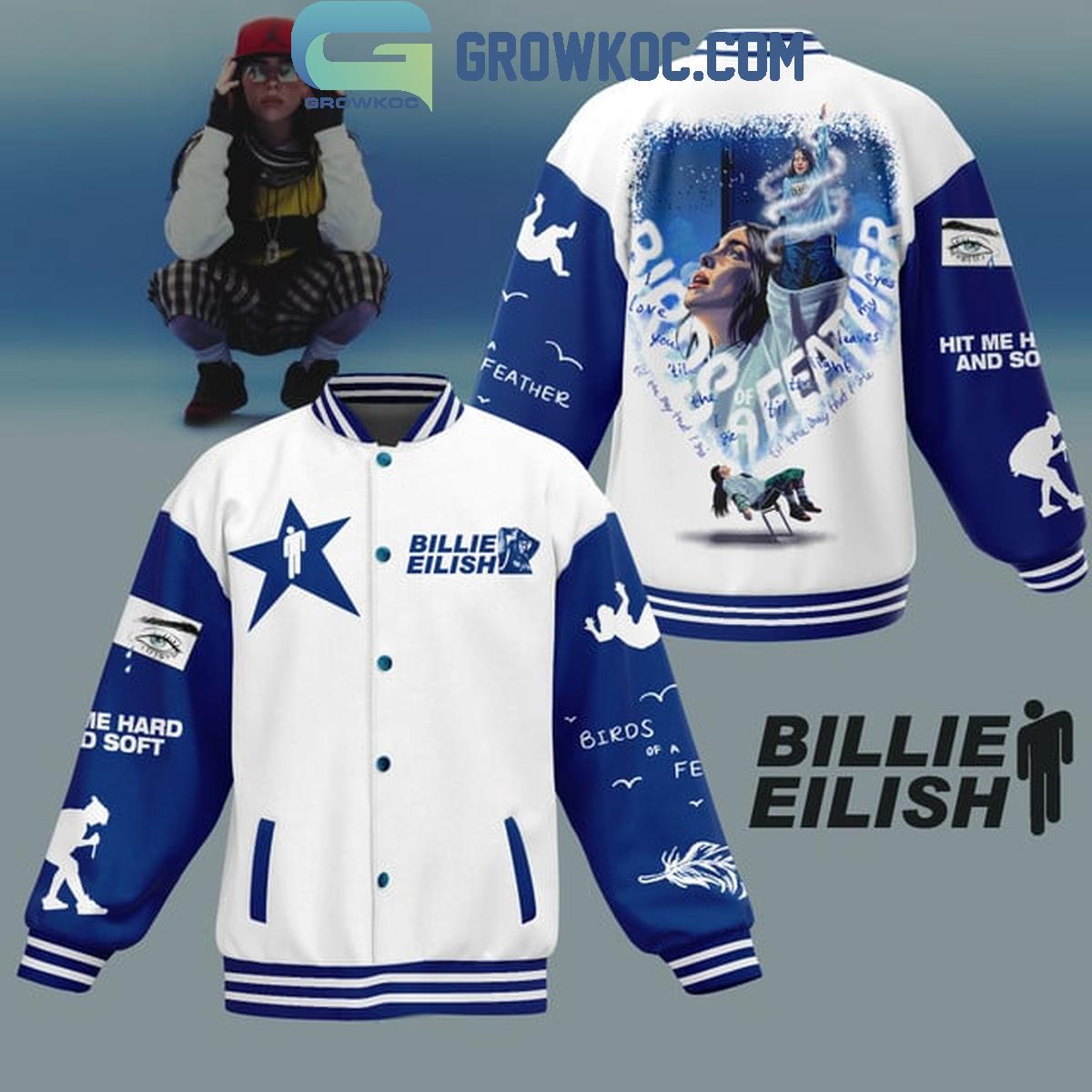 Billie Eilish Bird Feather Hit Me Hard And Soft Baseball Jacket 1 fLUyU