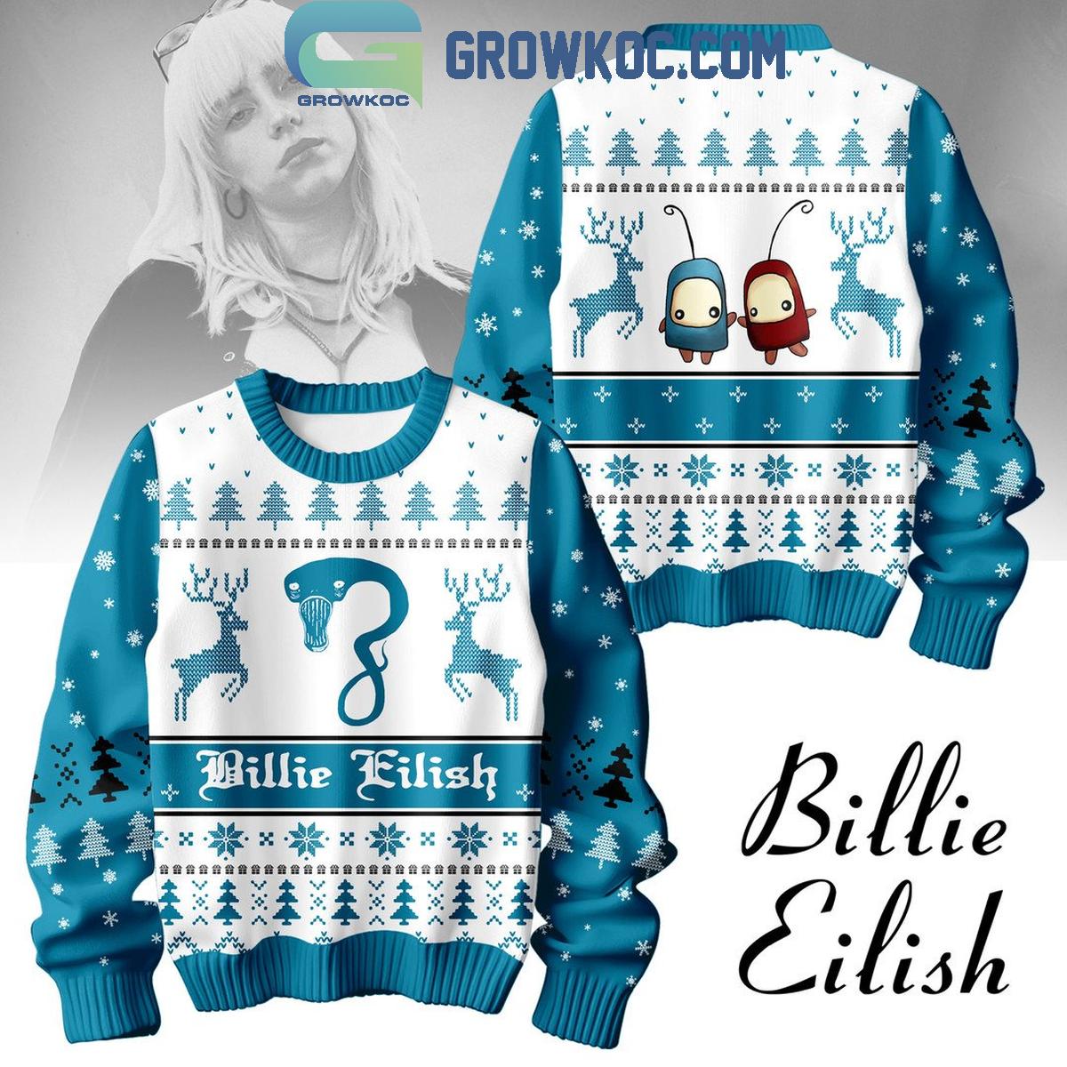 Billie Eilish Ocean Eyes Wildflower Christmas 2024 Ugly Sweater 1 JlwKU