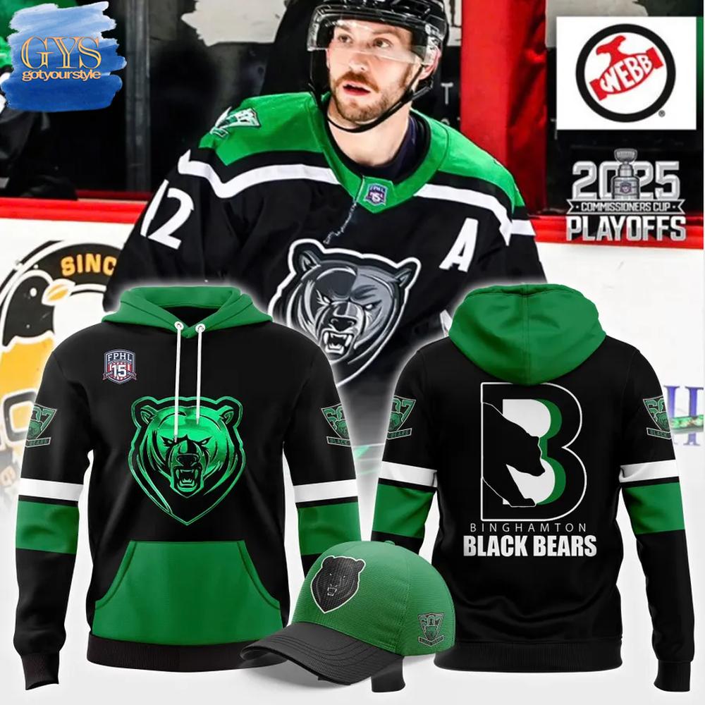 Binghamton Black Bears FPHL 15th Anniversary Hoodie 1