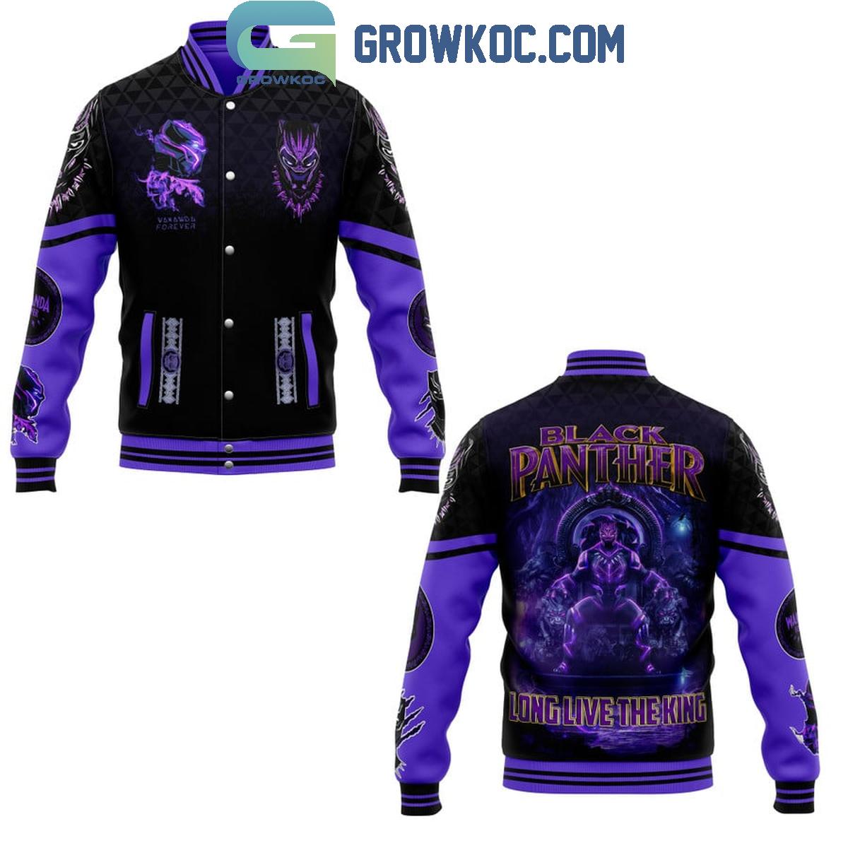 Black Panther Long Live The King Purple Black Baseball Jacket 1 y0WwO