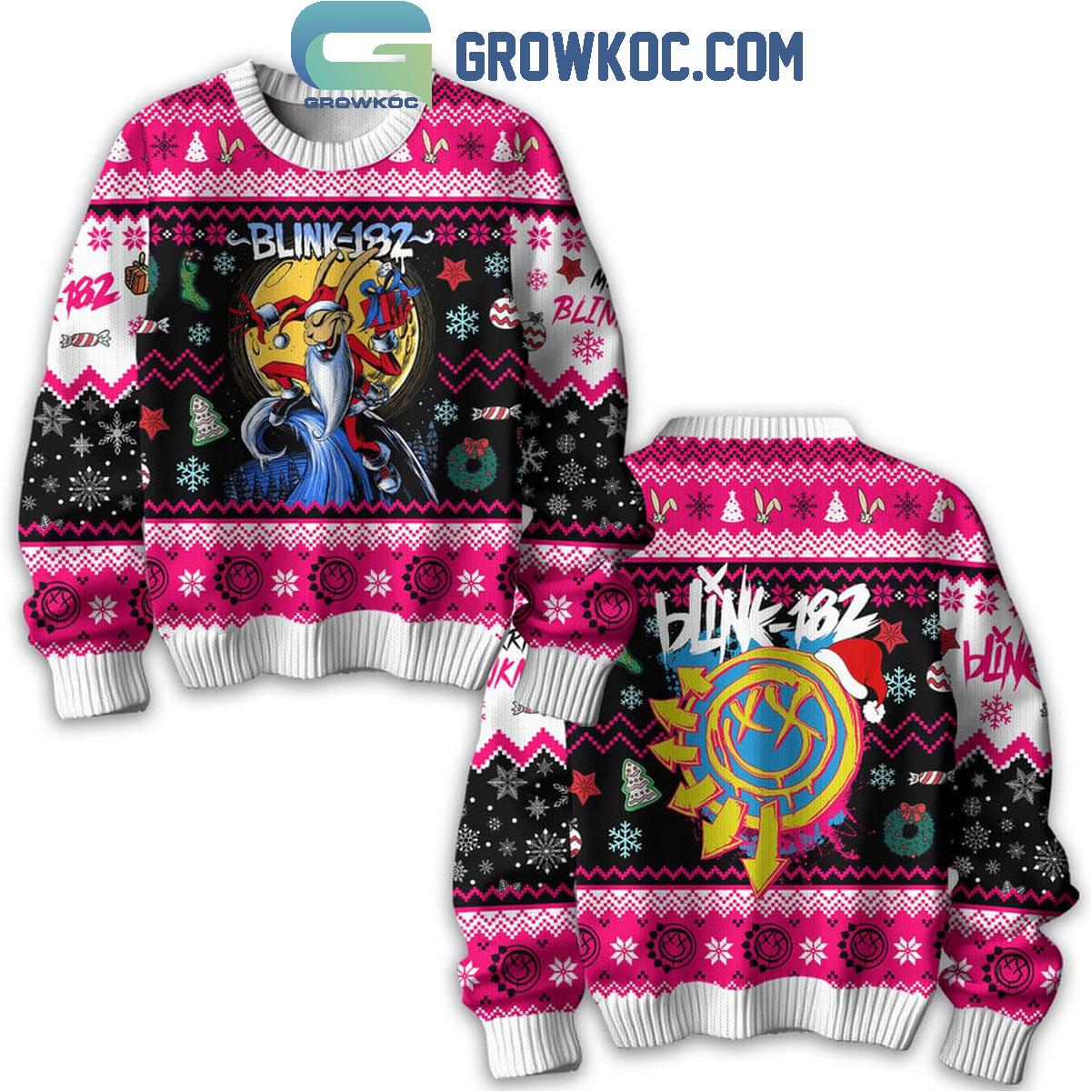 Blink 182 Be Merry Christmas Pop Punk Ugly Sweater 1 burF7