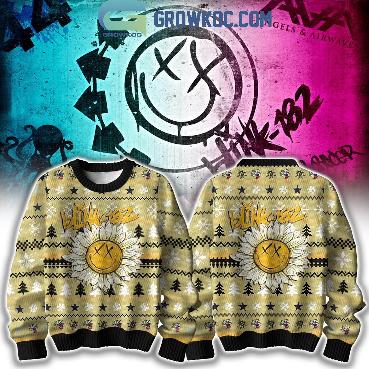 Blink 182 Sunflower Angels And Airways Ugly Sweater 1 RpPOM