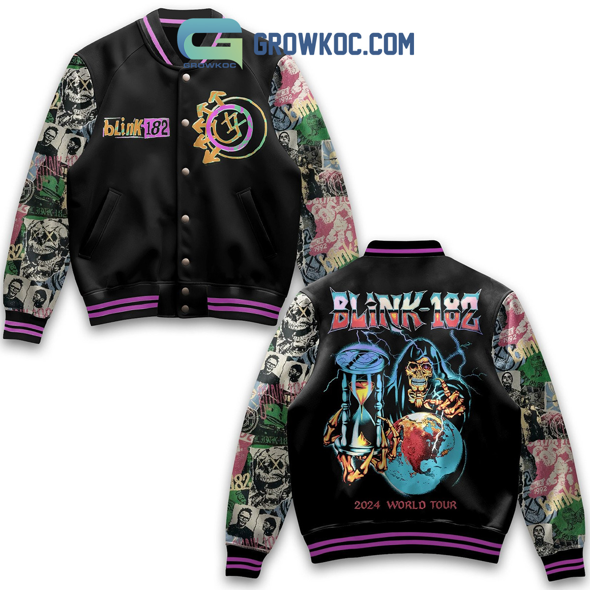 Blink 182 World Tour 2024 Christmas Baseball Jacket2B1 UJDEt