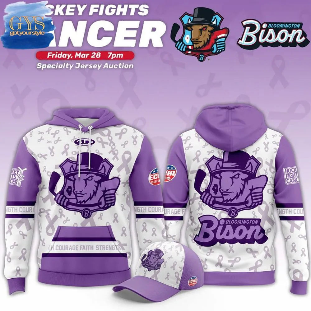 Bloomington Bison Hockey Fights Cancer Limited Edition Hoodie 2025 1