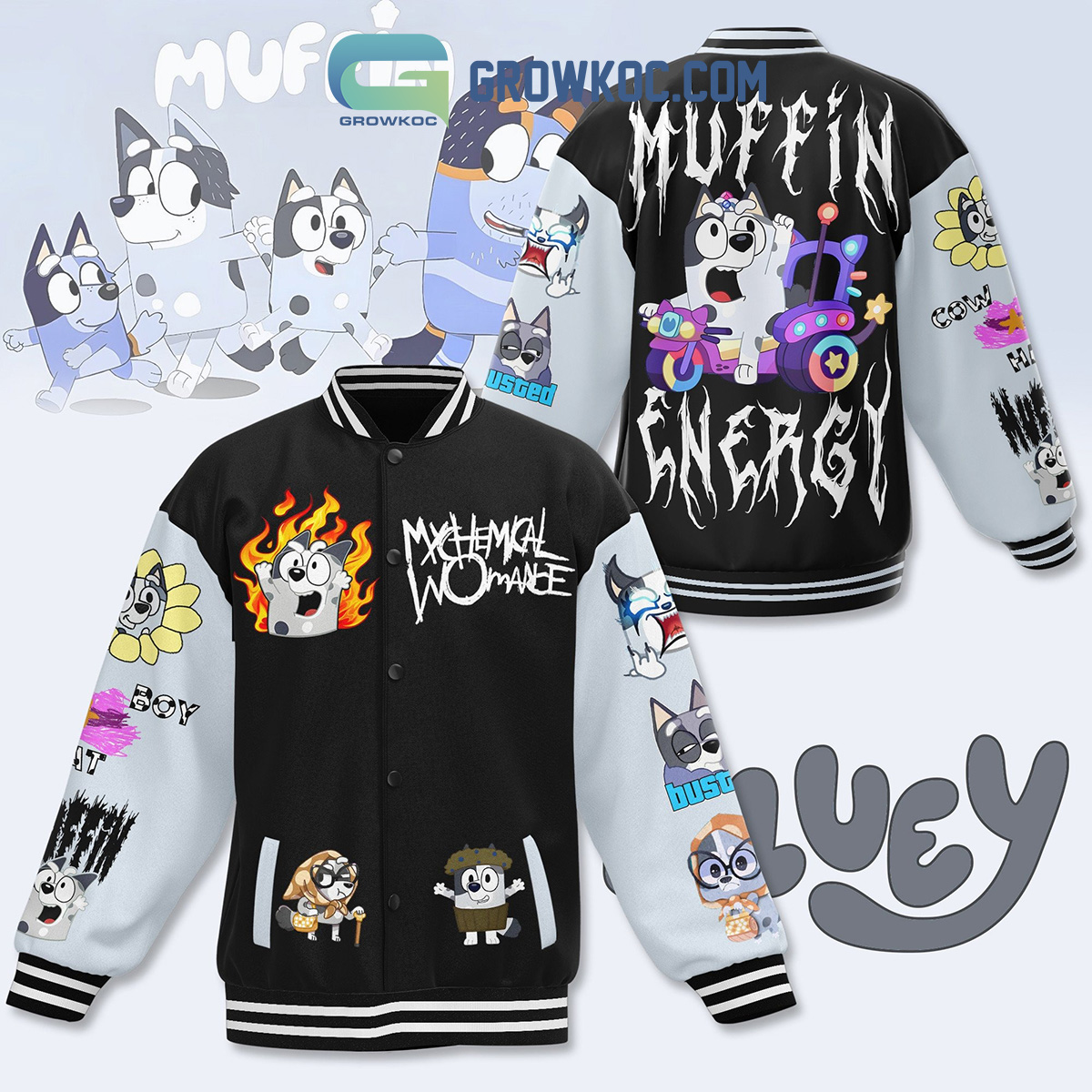 Bluey My Chemical Romance Muffin Energy Baseball Jacket2B1 JIiVW