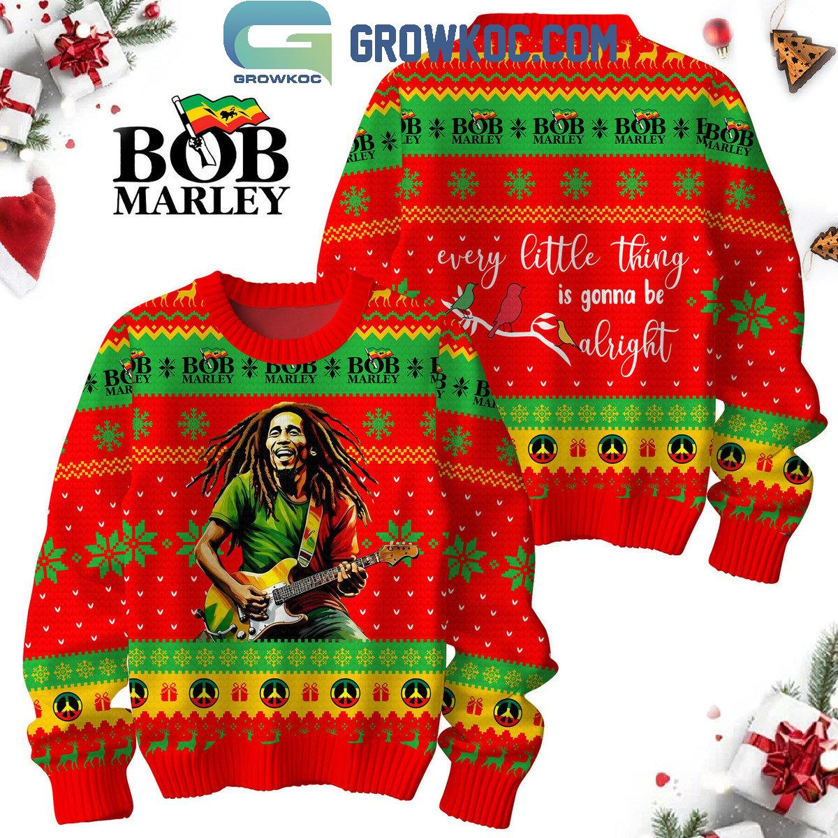 Bob Marley Every Little Things Is Gonna Be Alright Merry 2024 Christmas Ugly Sweater 1 c1sGL
