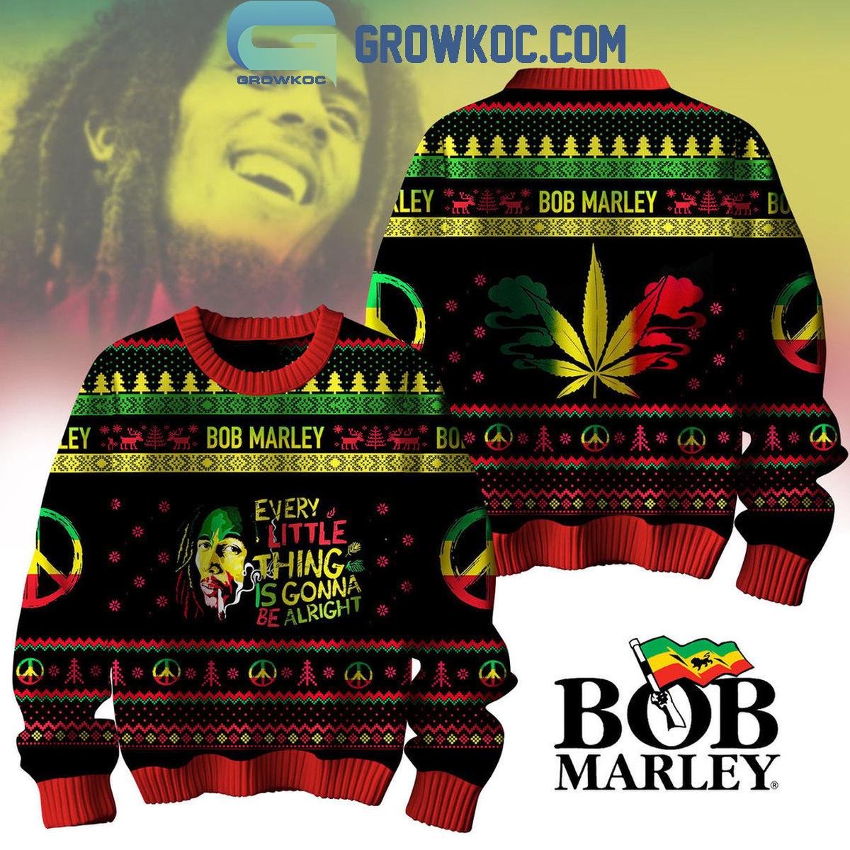 Bob Marley Everything Little Thing Is Gonna Be Alright Christmas Ugly Sweater 1 kHgVL