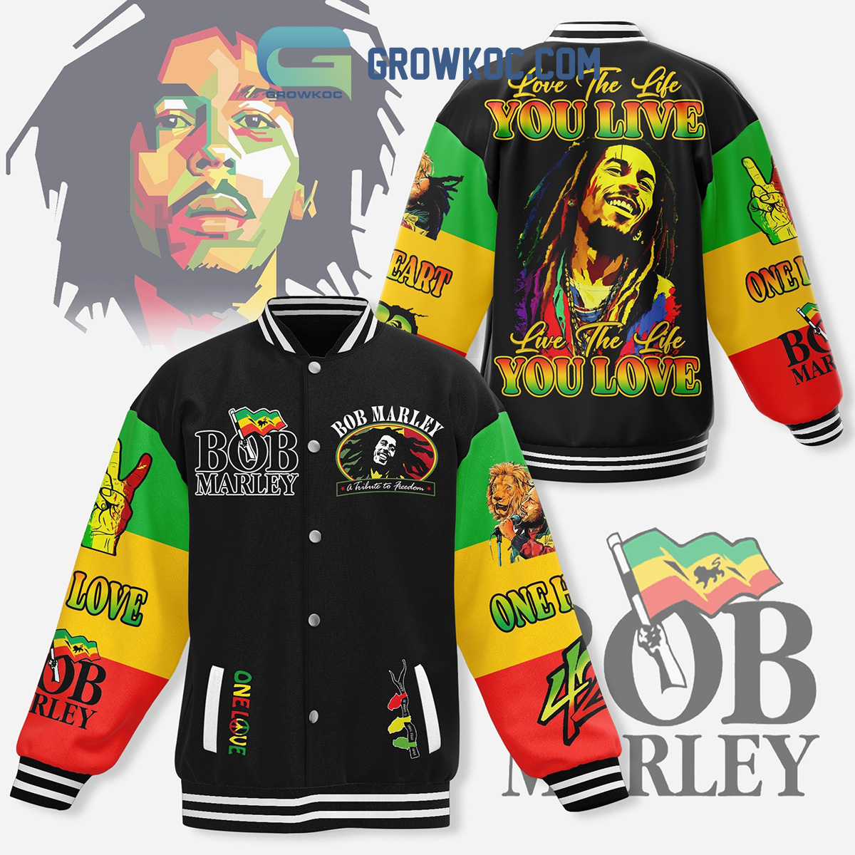Bob Marley Live The Life Baseball Jacket2B1 8iZyu