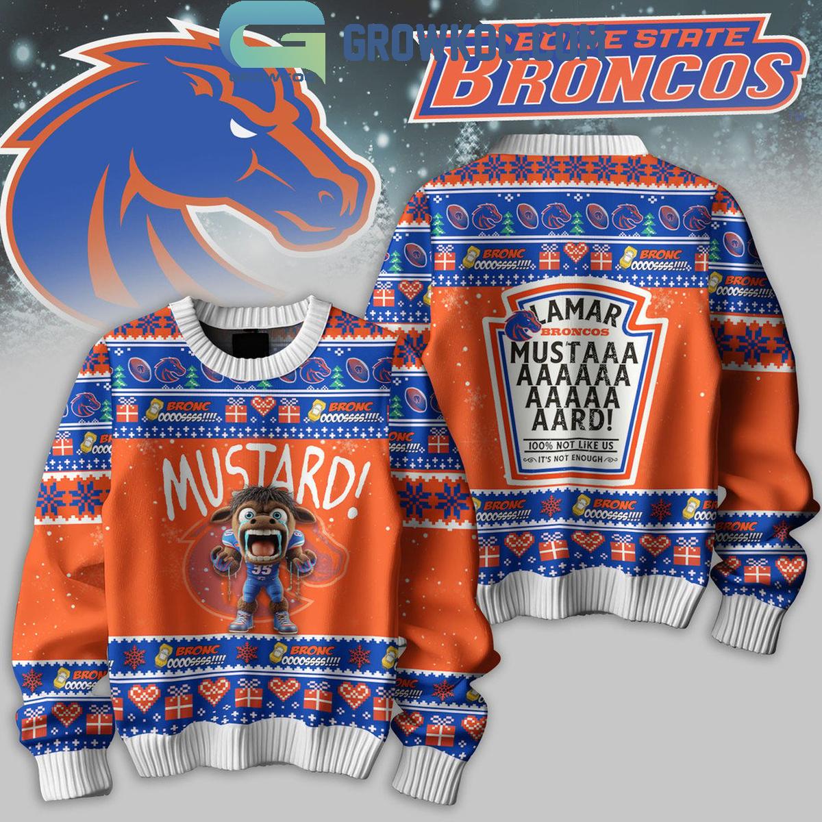 Boise State Broncos Mustard Kendrick Lamar Christmas Ugly Sweater 1 0y5Gy