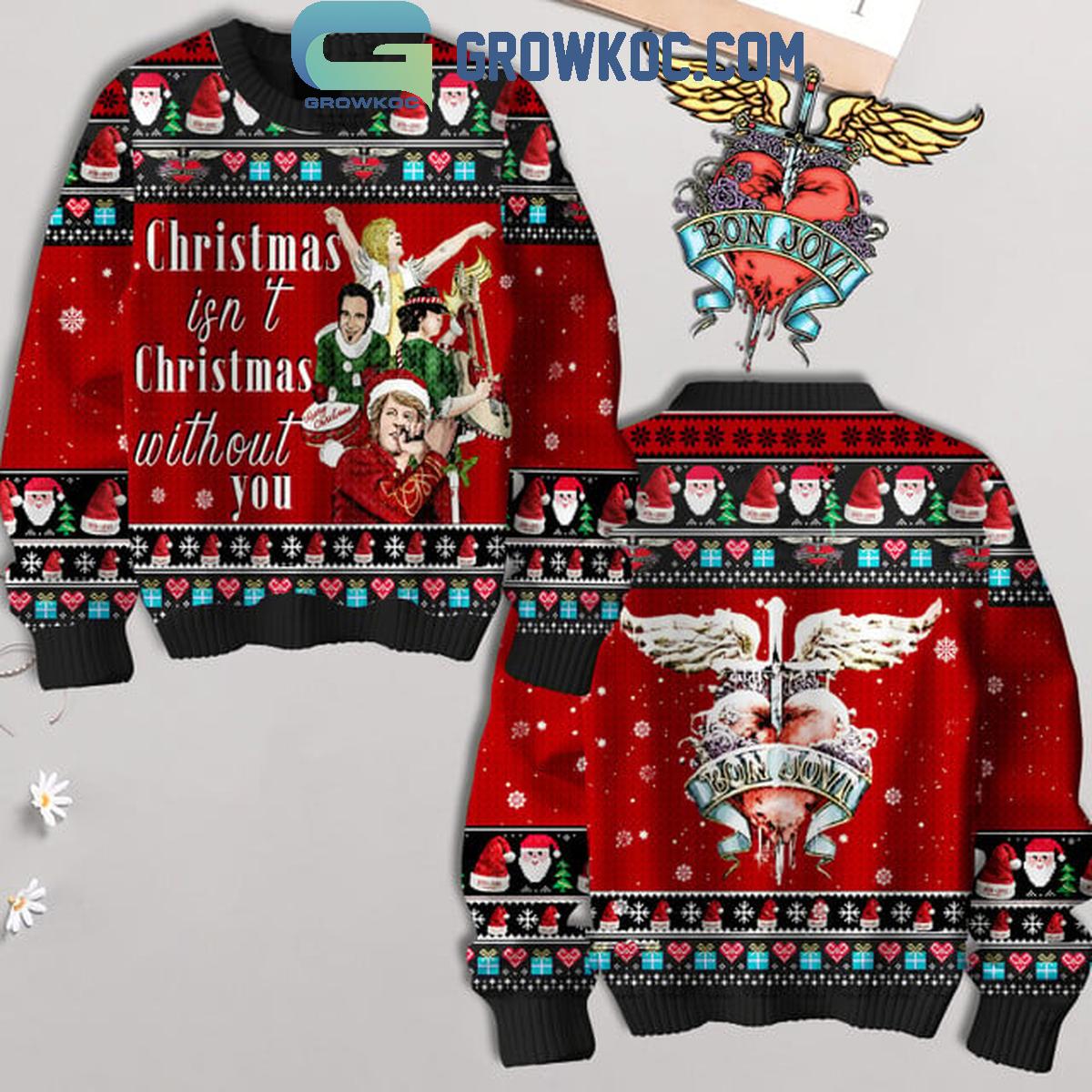 Bon Jovi 2024 Christmas Isnt Christmas Without You Ugly Sweater 1 vBhCc