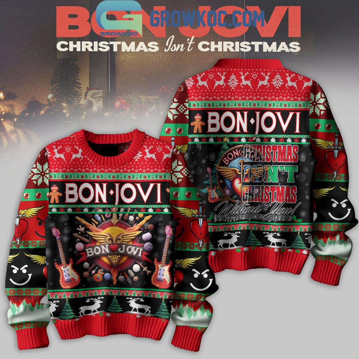 Bon Jovi Christmas Isnt Christmas Without You Ugly Sweater 1 rOpBF