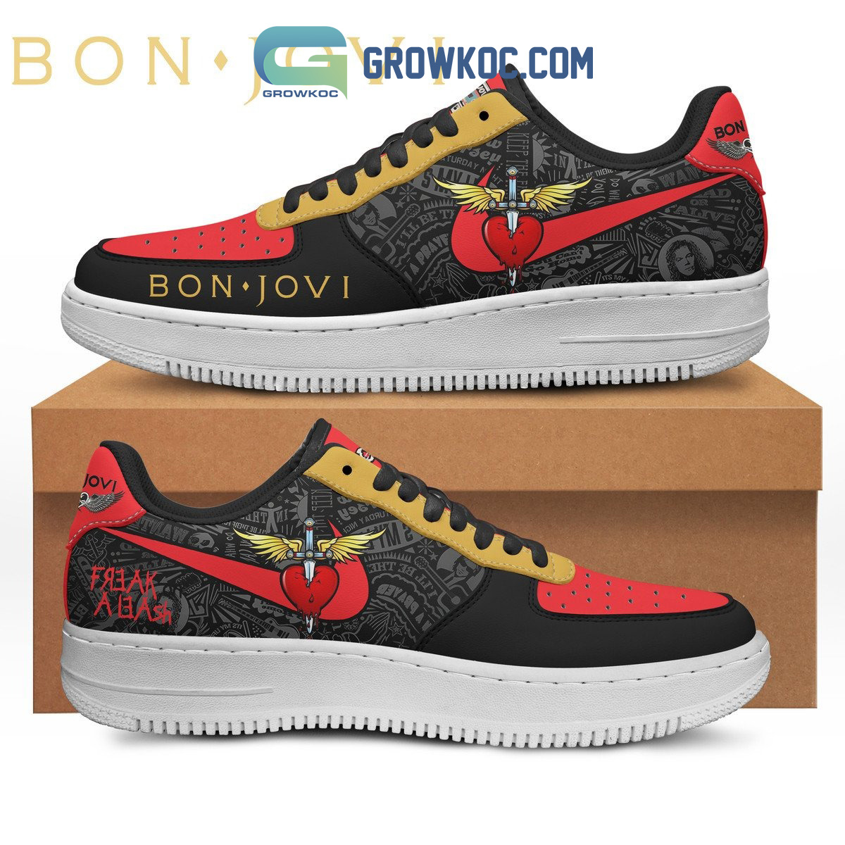 Bon Jovi Freak A Leash Fan Heart Air Force 1 Shoes2B1 inm1h