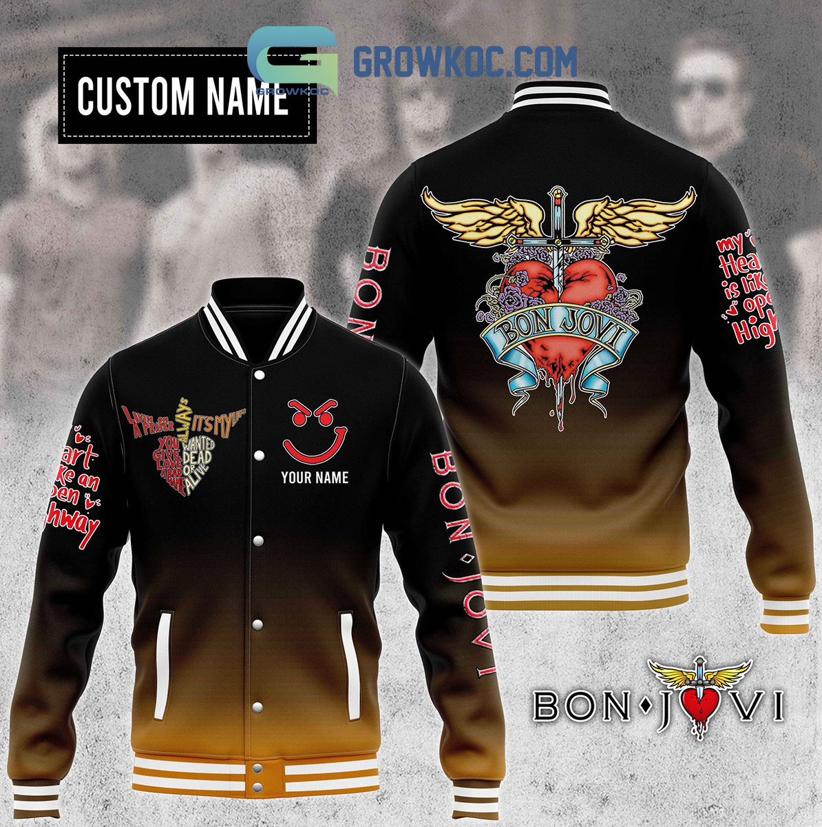 Bon Jovi Give Love Personalized Baseball Jacket2B1 Iy0mx