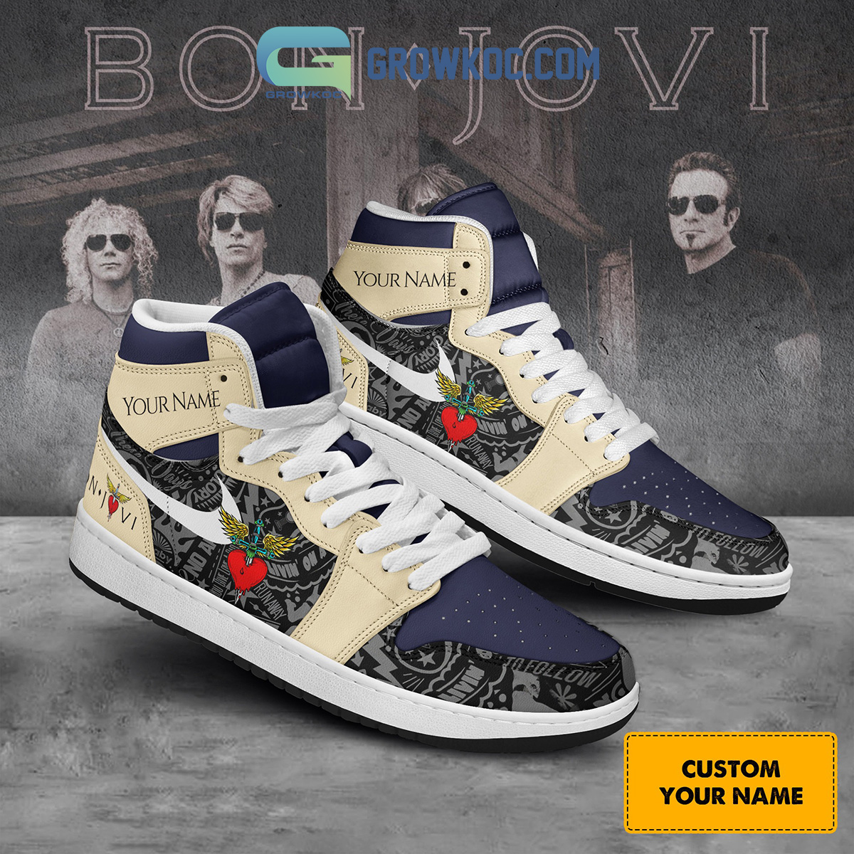 Bon Jovi Love Song Personalized Fan Air Jordan 1 Shoes White Design2B1 In4vD