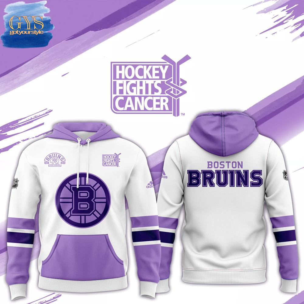 Boston Bruins Hockey Fights Cancer 2024 Hoodie 1