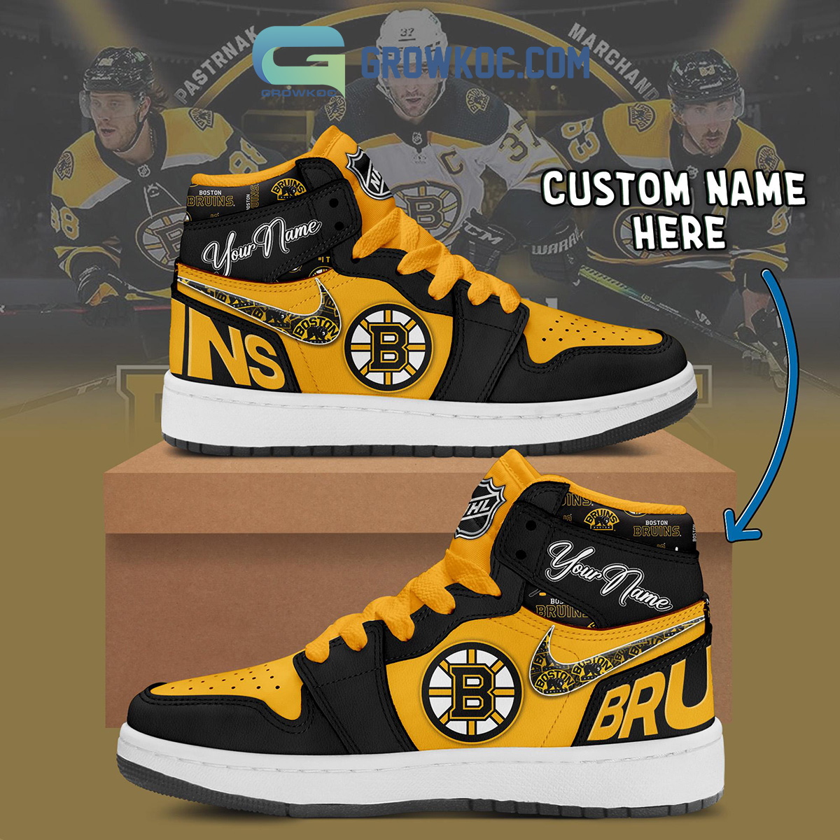 Boston Bruins NHL Personalized Air Jordan 1 Shoes2B1 36fdr