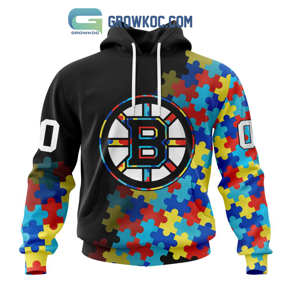Boston Bruins Puzzle Design Autism Awareness Personalized Hoodie Shirts2B1 prgcv