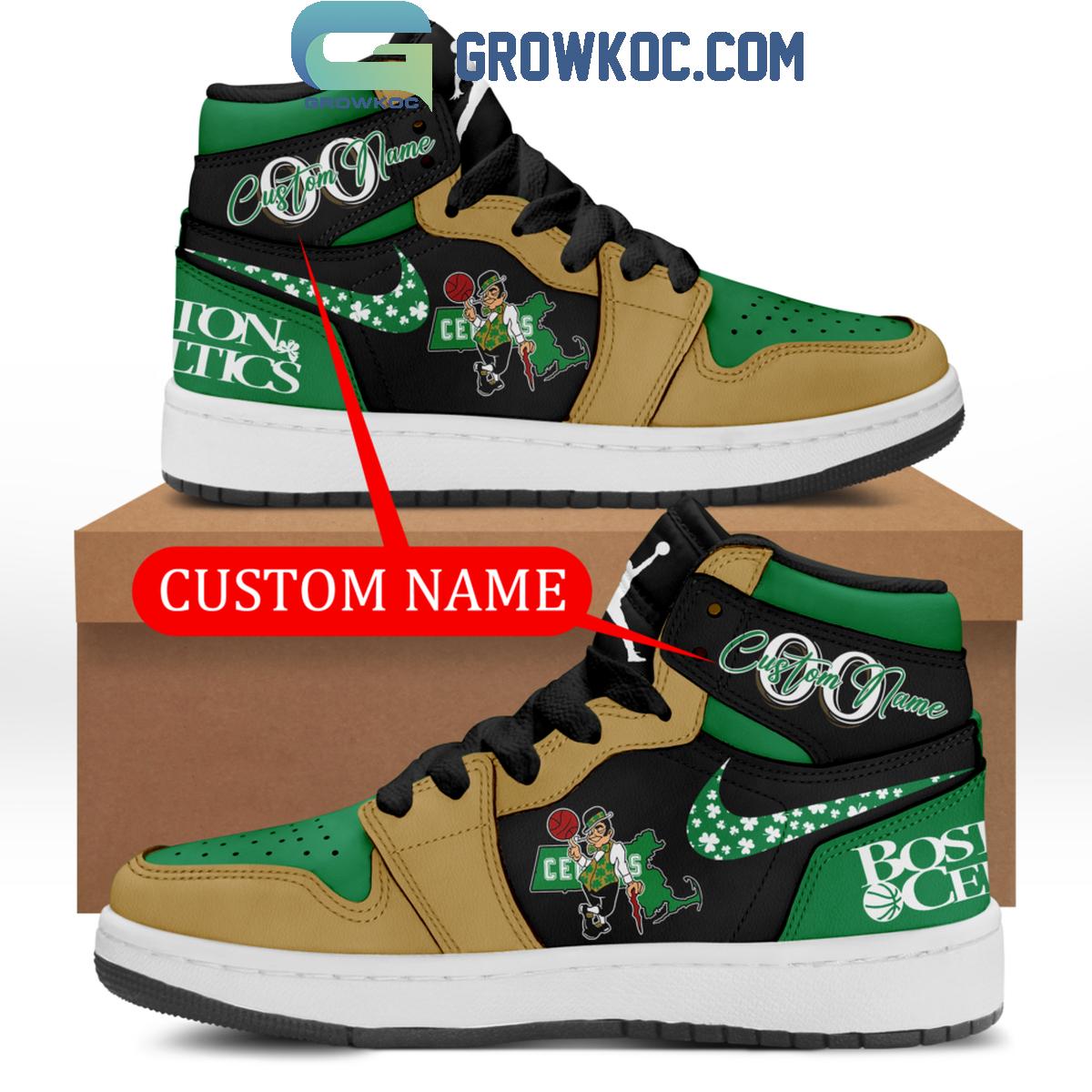 Boston Celtics Basketball Celtic Pride Personalized Air Jordan 1 Shoes 1 c2JWH