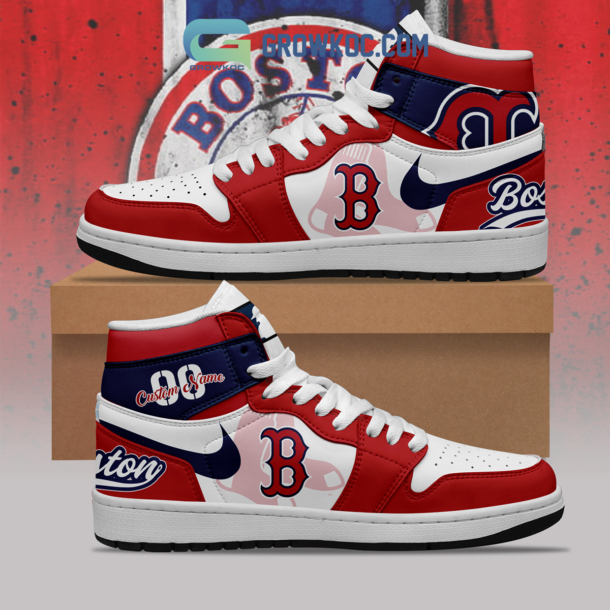 Boston Red Sox MLB Personalized Air Jordan 1 Shoes2B1 4GHky