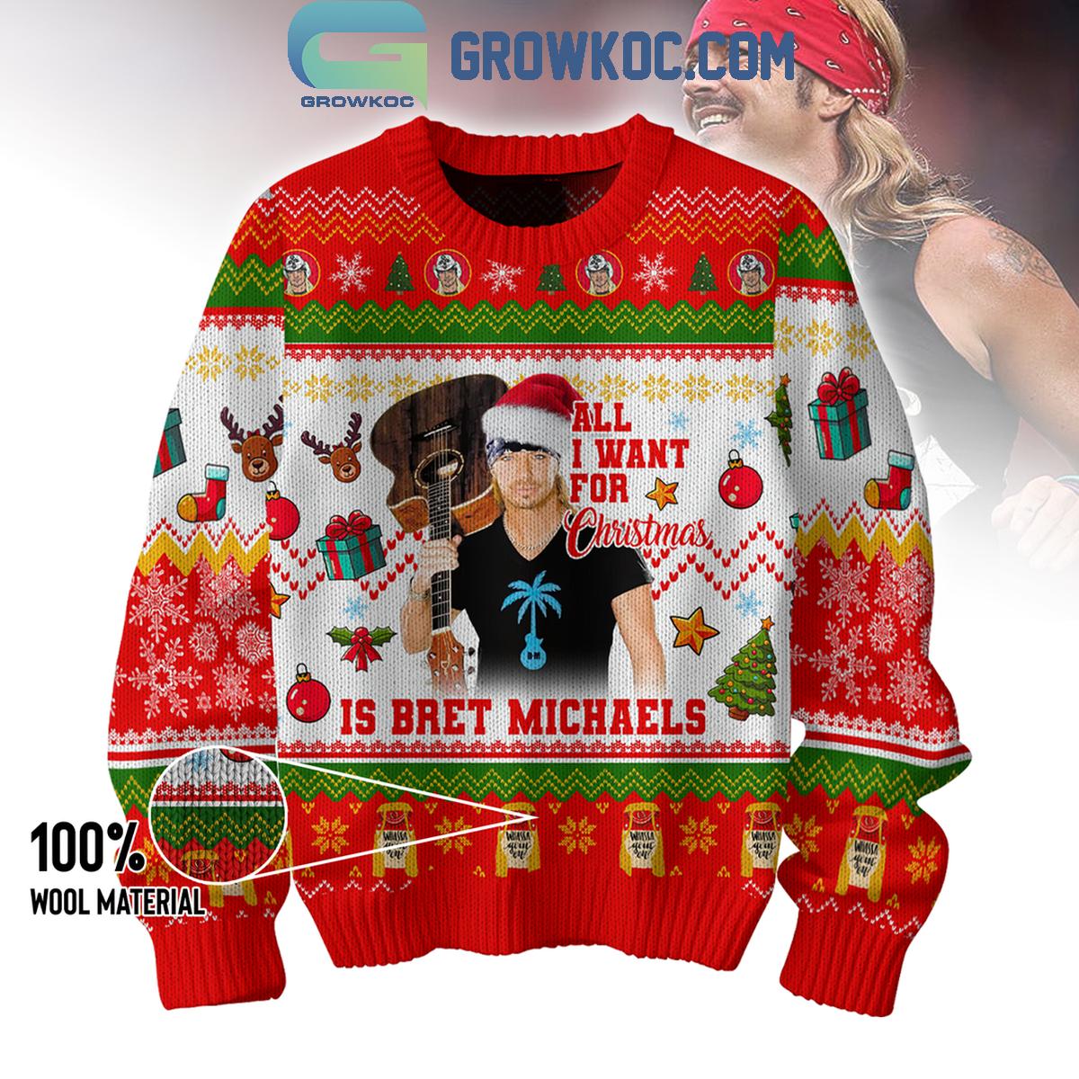 Bret Michael Best Rock Poison Is All I Want For Christmas Ugly Sweater 1 3cLAR