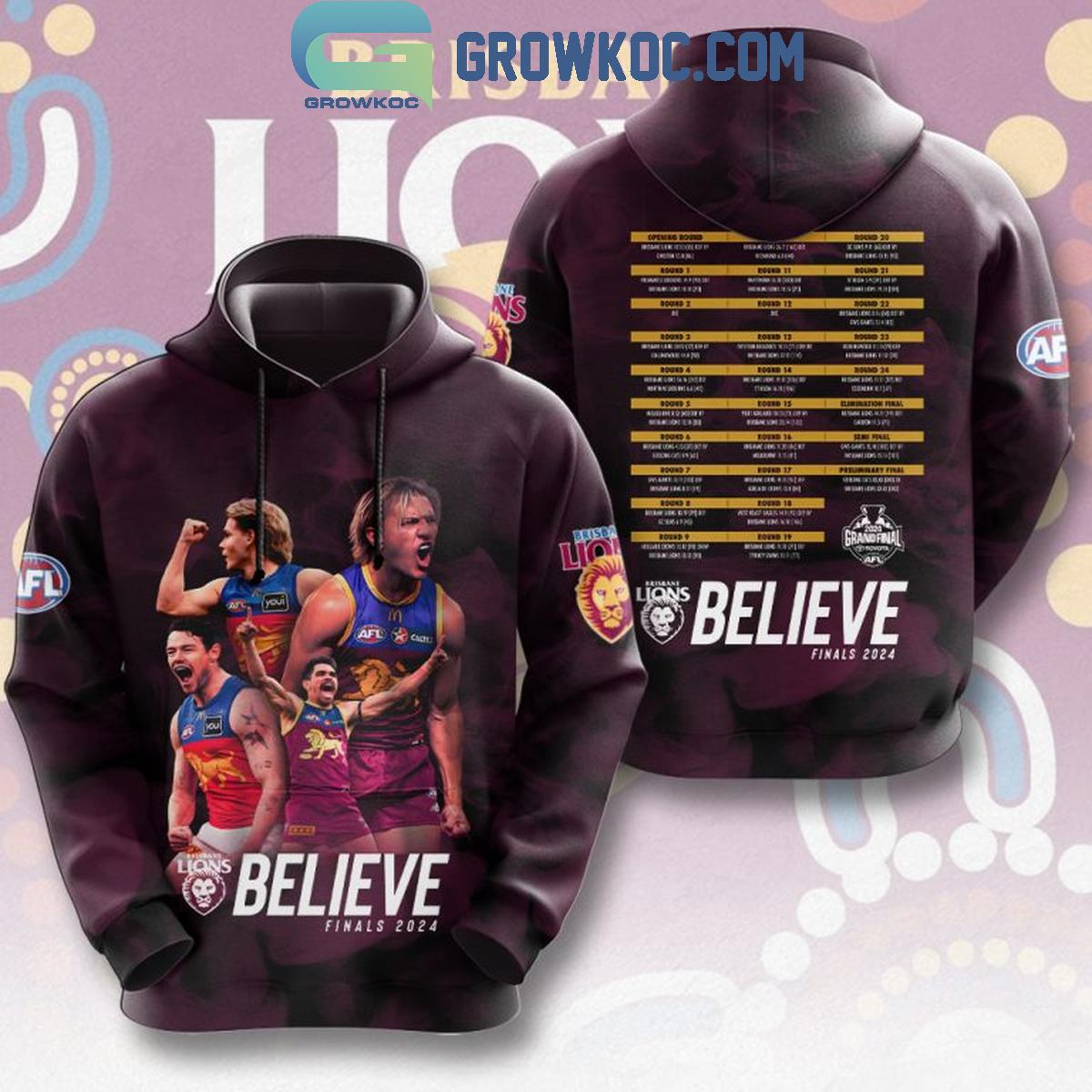 Brisbane Lions Believe 2024 AFL Grand Finalist Hoodie T Shirt 1 tk7LP