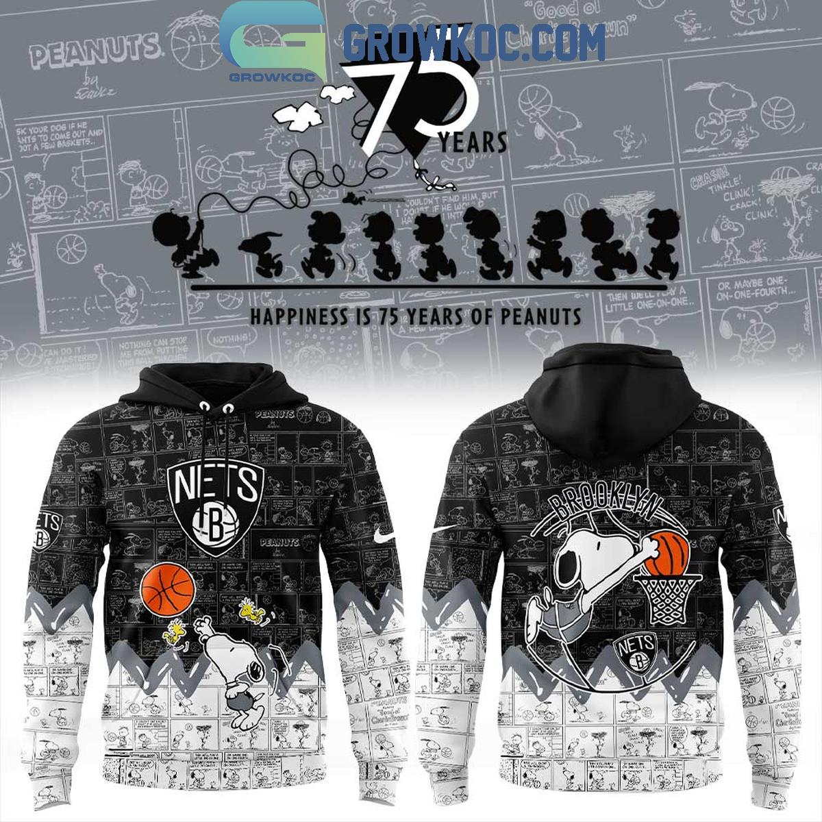 Brooklyn Nets 75th Anniversary Of Peanuts Hoodie T Shirt 1 4eqhX