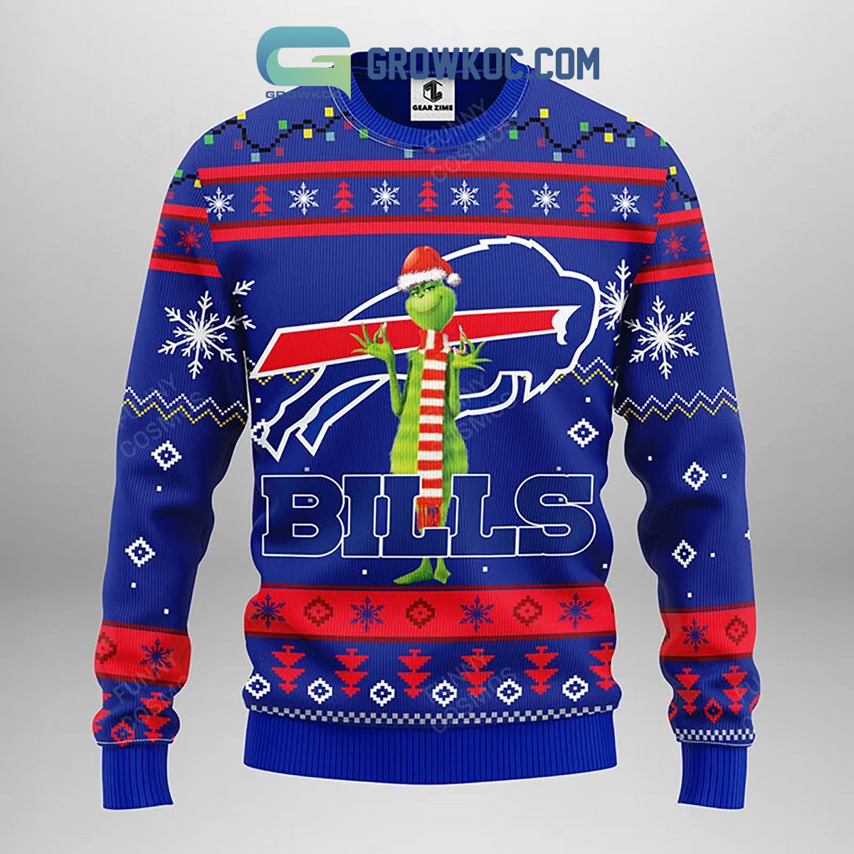 Buffalo Bills Funny Grinch Christmas Ugly Sweater2B1 7huTv