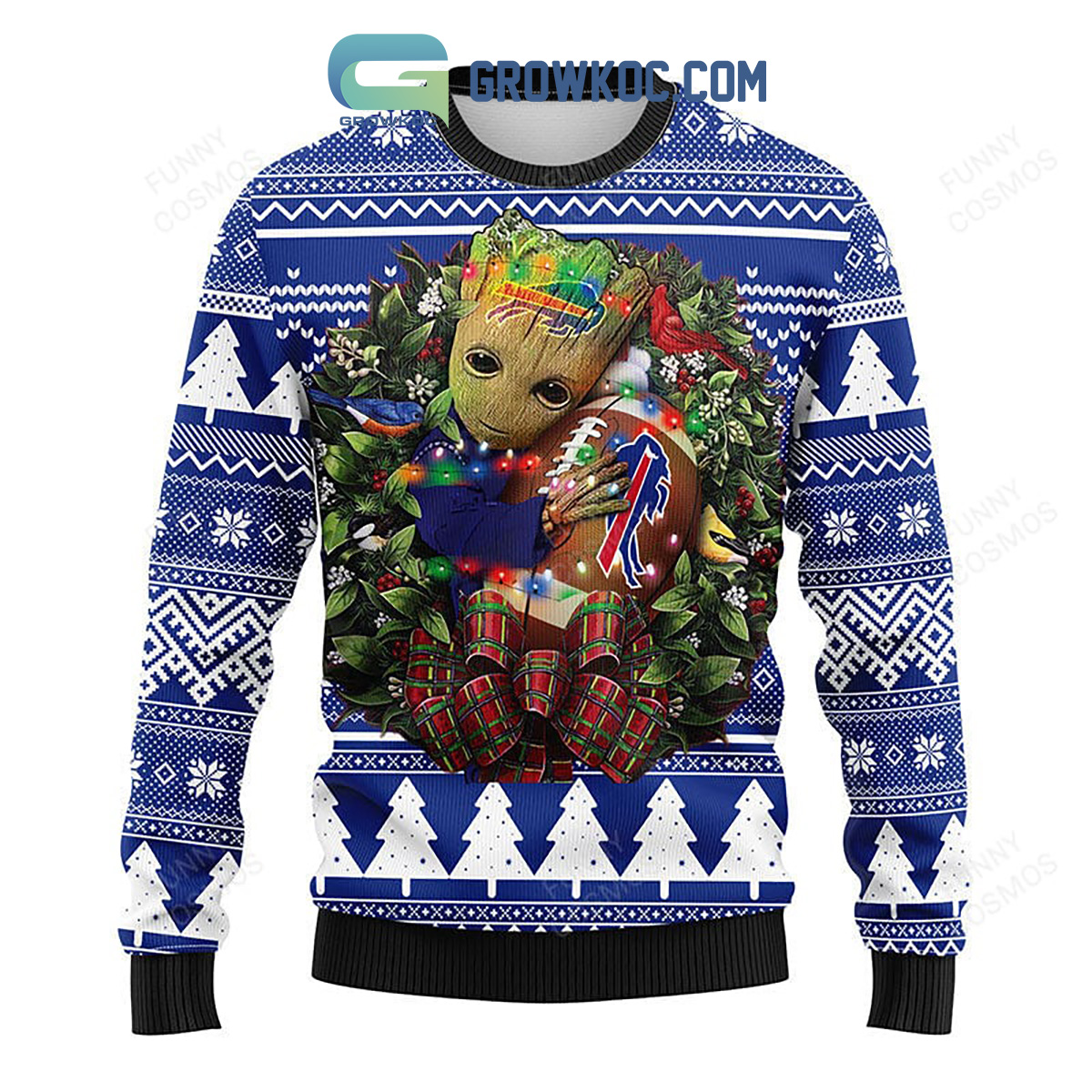 Buffalo Bills Groot Hug Christmas Ugly Sweater2B1 4hP0Y