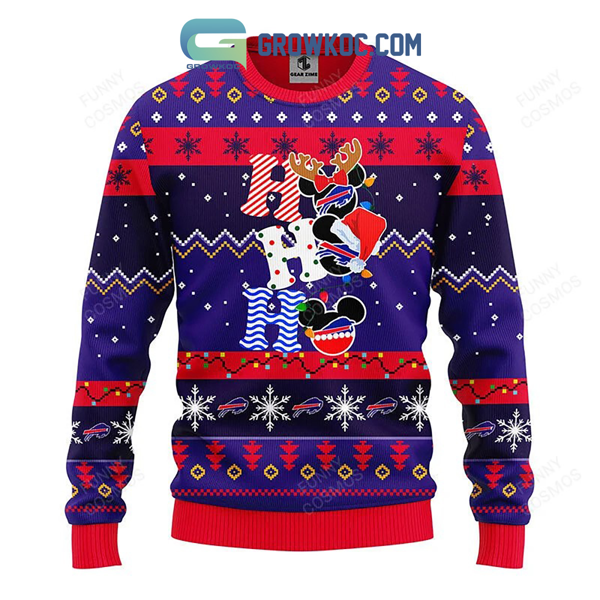 Buffalo Bills HoHoHo Mickey Christmas Ugly Sweater2B1 zJ83r