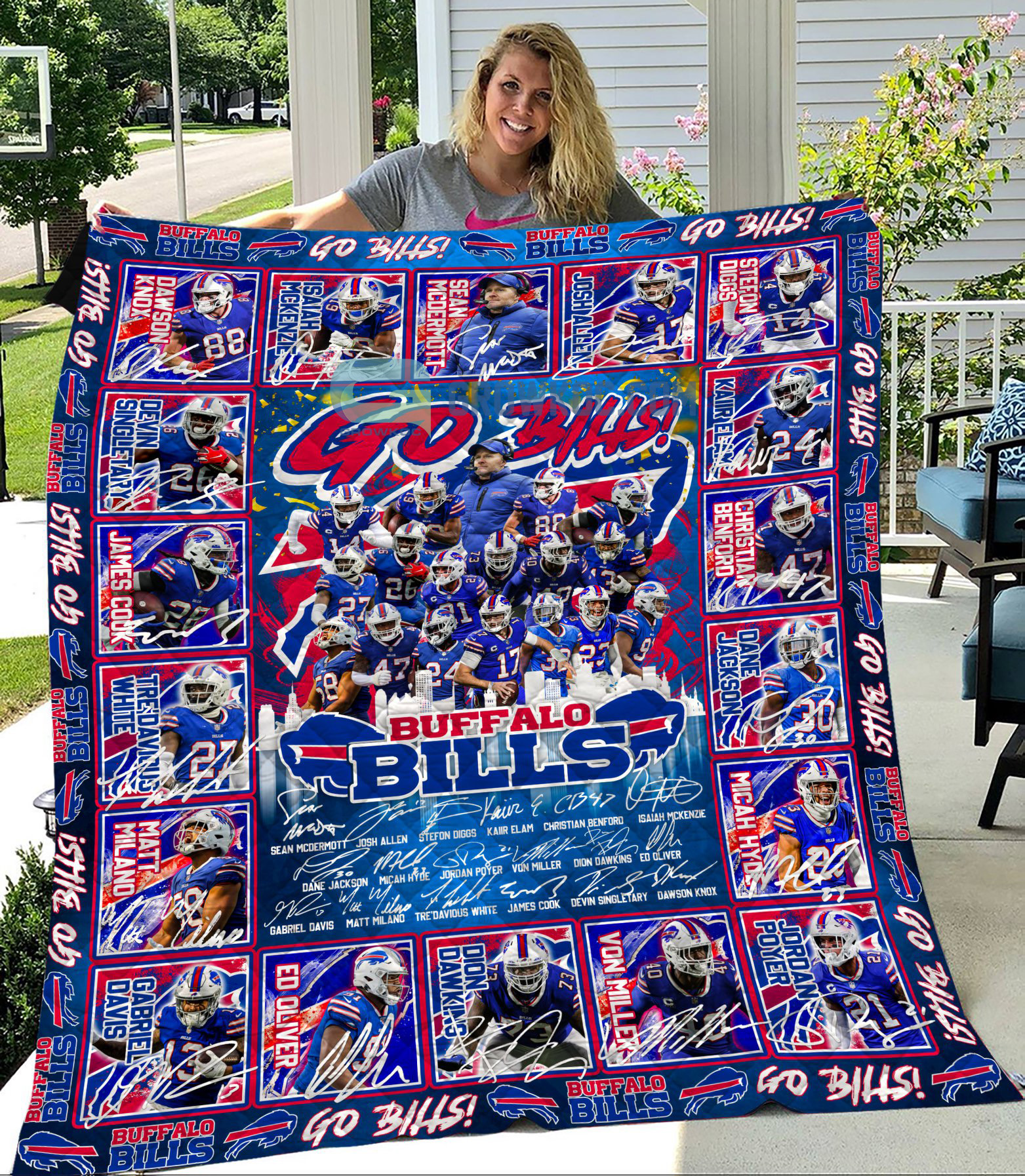 Buffalo Bills NFL Go Bills Fleece Blanket Quilt2B1 S7SSu