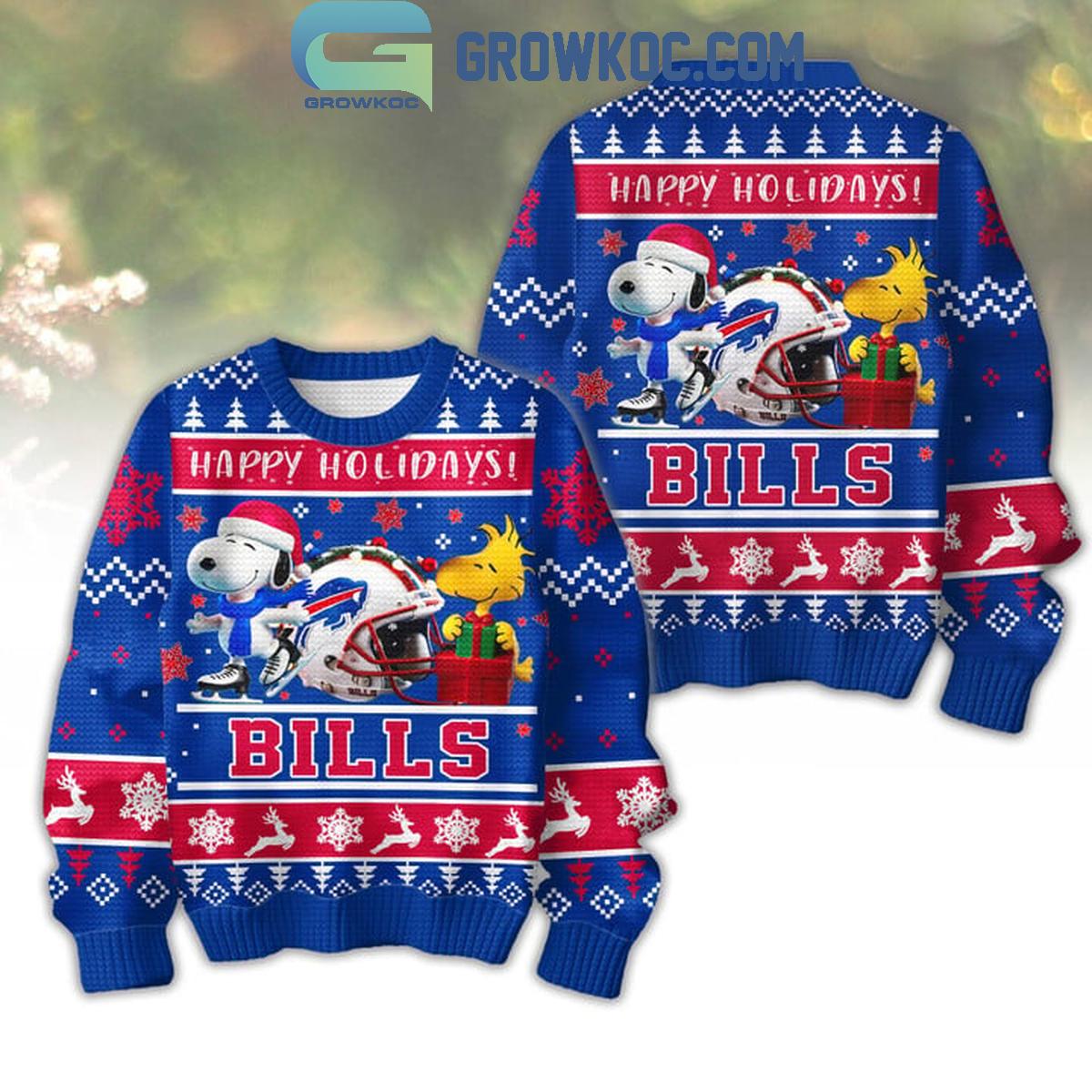 Buffalo Bills Snoopy Happy Holiday Merry Christmas Football Ugly Sweater 1 I2TLL