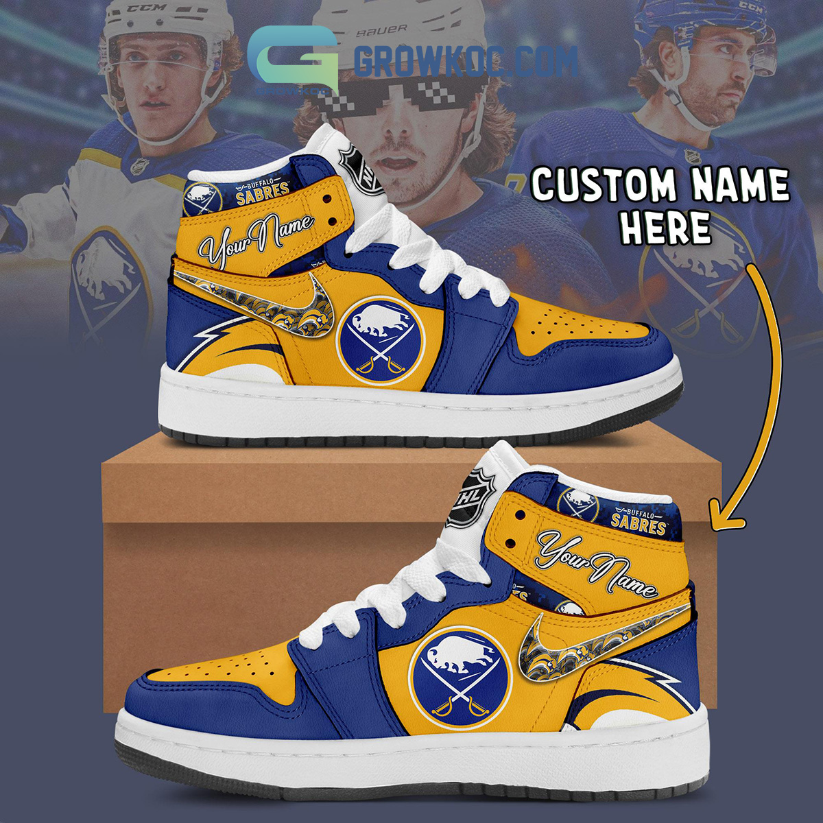 Buffalo Sabres NHL Personalized Air Jordan 1 Shoes2B1 uTy3S