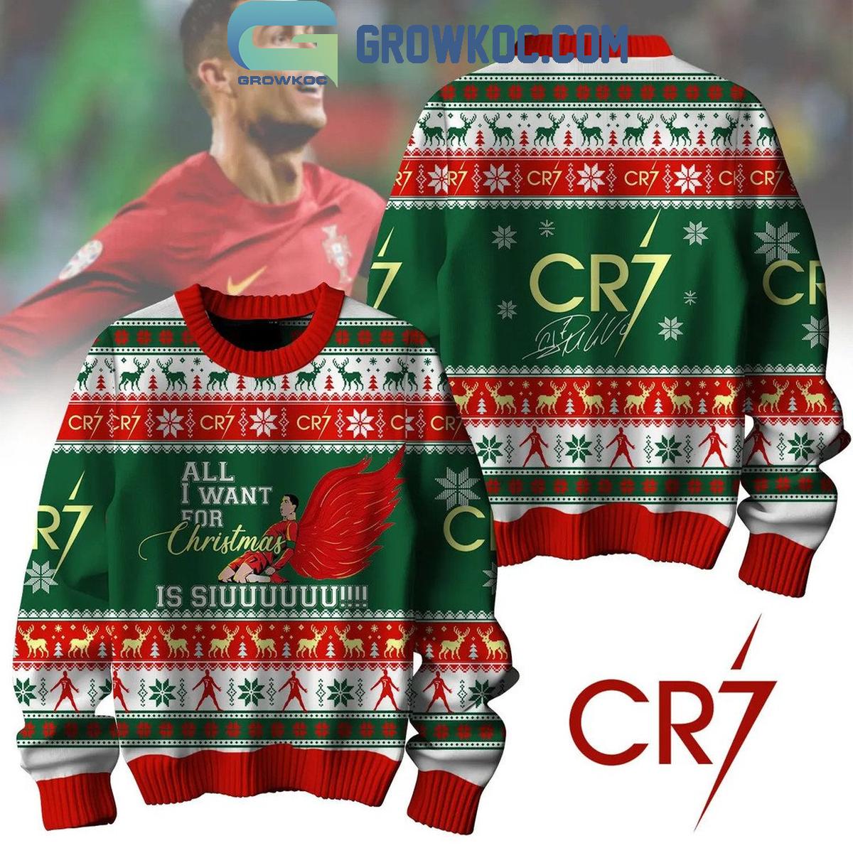 CR7 Ronaldo The Goat All I Want For Christmas Is Siuu With You 2024 Ugly Sweater 1 8OJrj