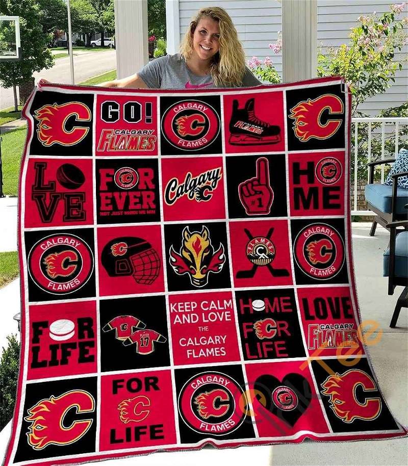 Calgary Flames V1 Quilt Blanket Bedding Set 0