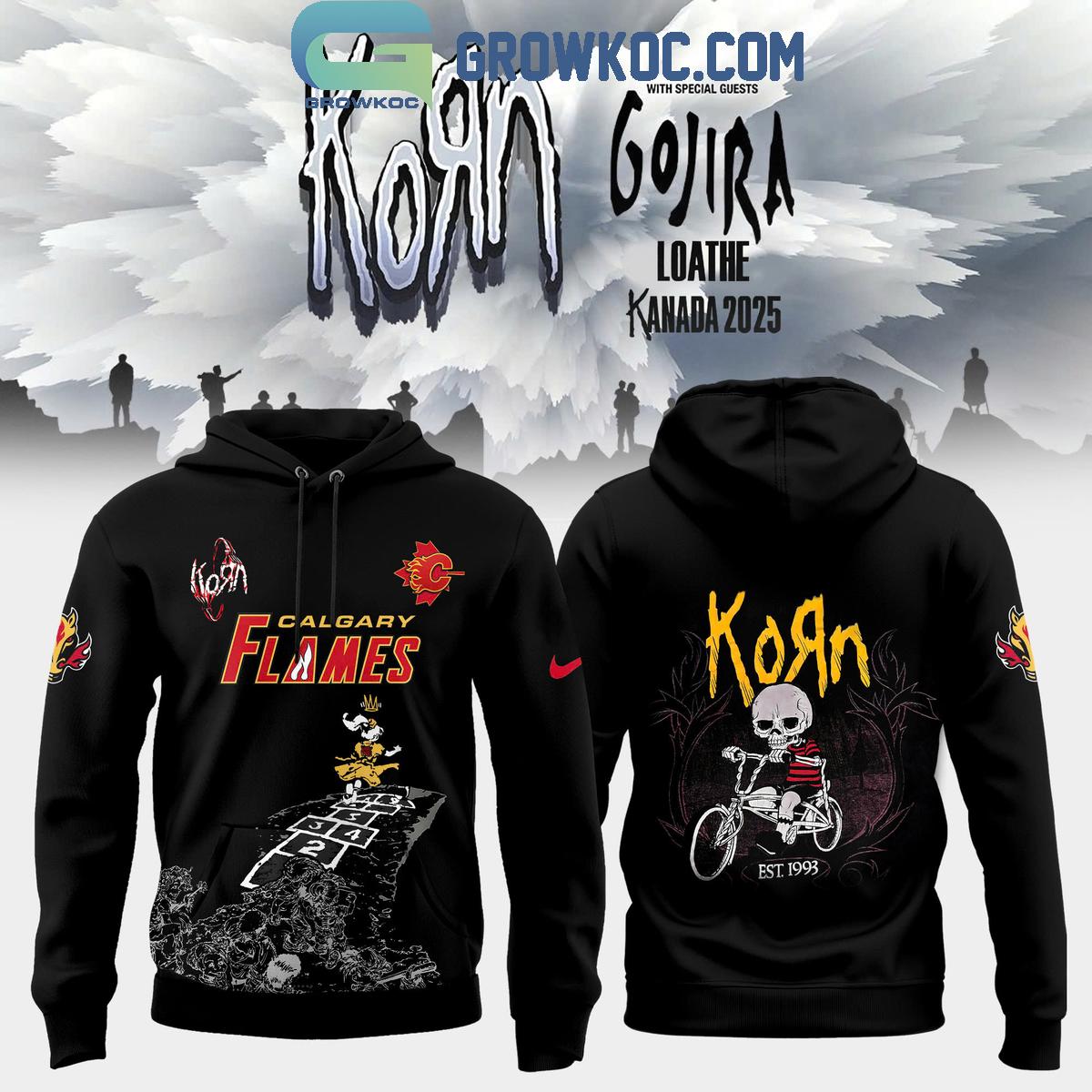 Calgary Flames x Korn Kanada Tour 2025 Hoodie Shirt 1 v5WxH