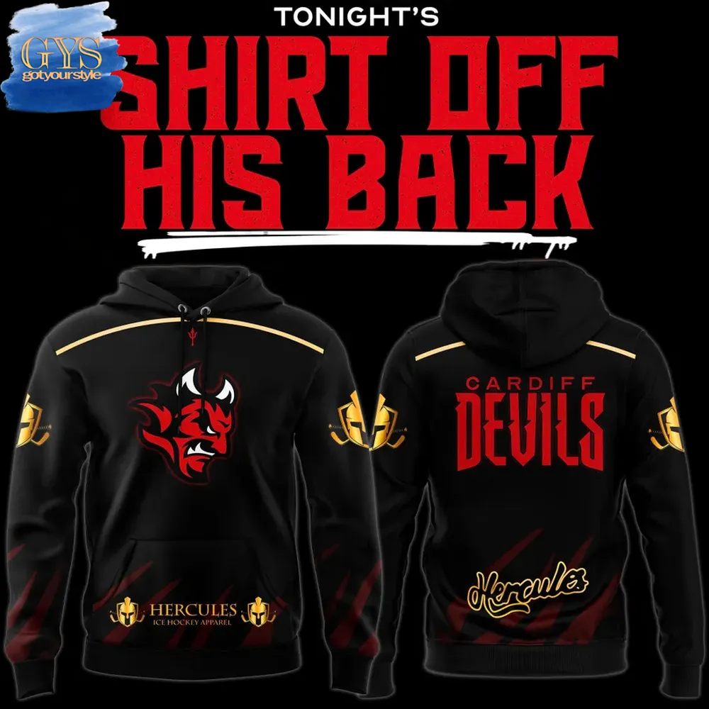 Cardiff Devils Black Warmup Hercules Limited Edition Hoodie 1