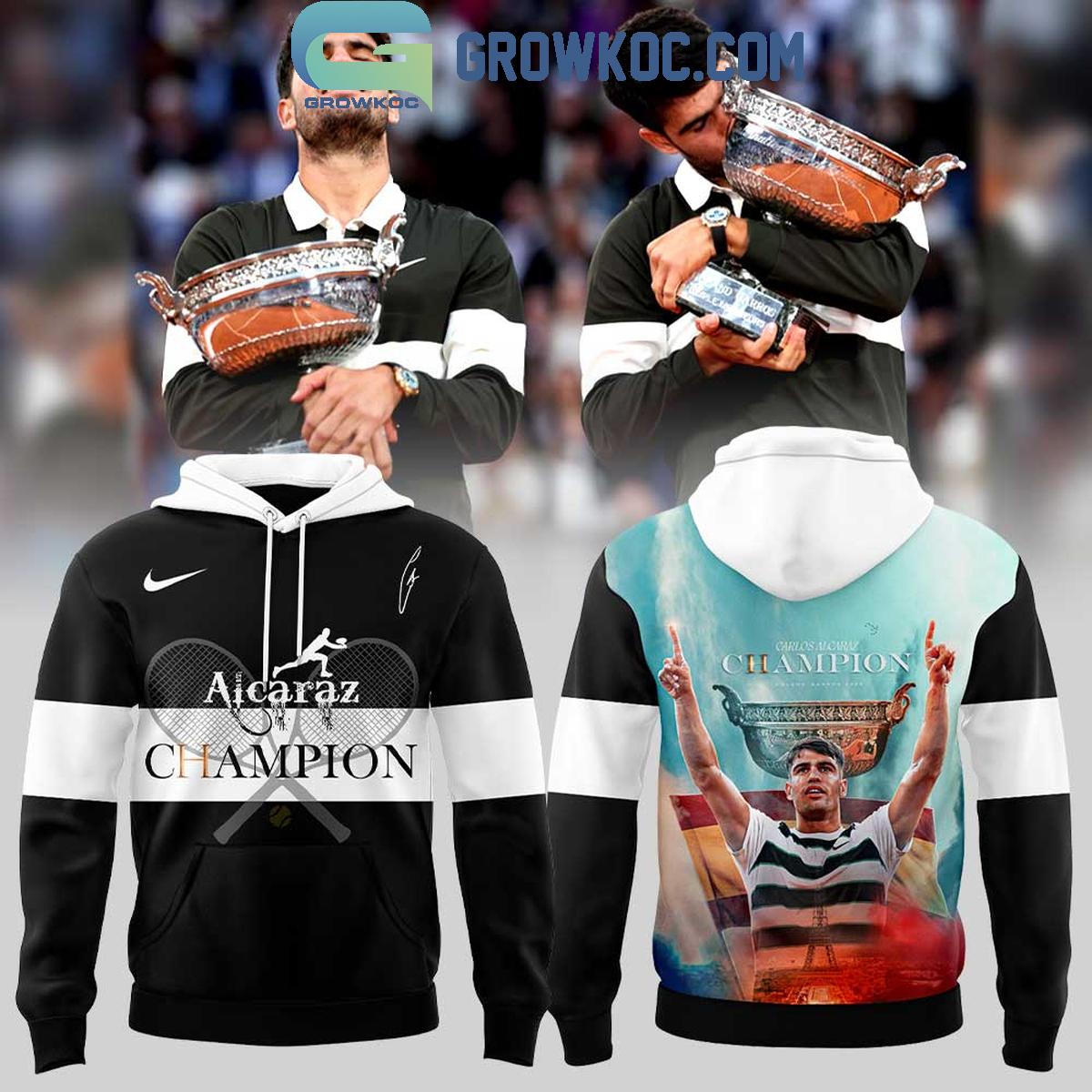 Carlos Alcaraz 2025 Roland Garros Champions Hoodie T Shirt 1 4XGfN