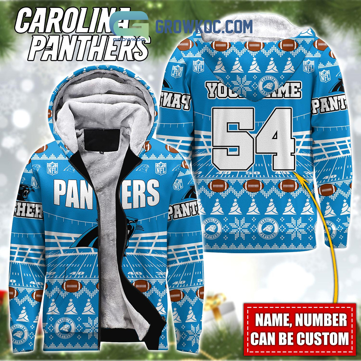 Carolina Panthers NFL Christmas Personalized Hoodie Zipper Fleece Jacket2B1 UFDWr