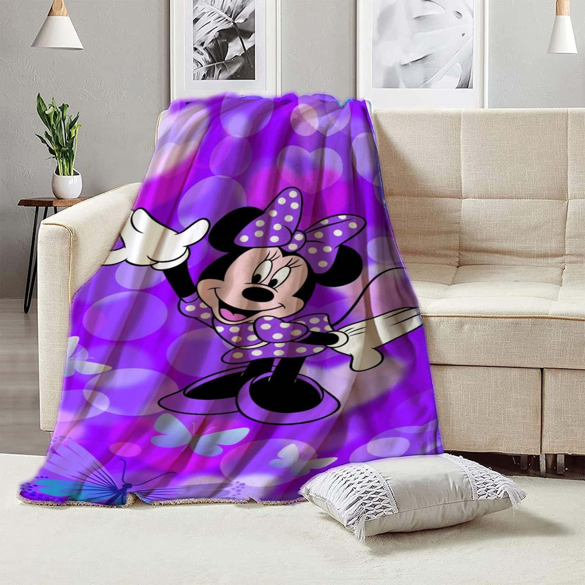 Cartoon Custom Name Cute Blanket Personalized Creative Disney Minnie Blanket Baby Birthday Gift Home Decor 0 1 1