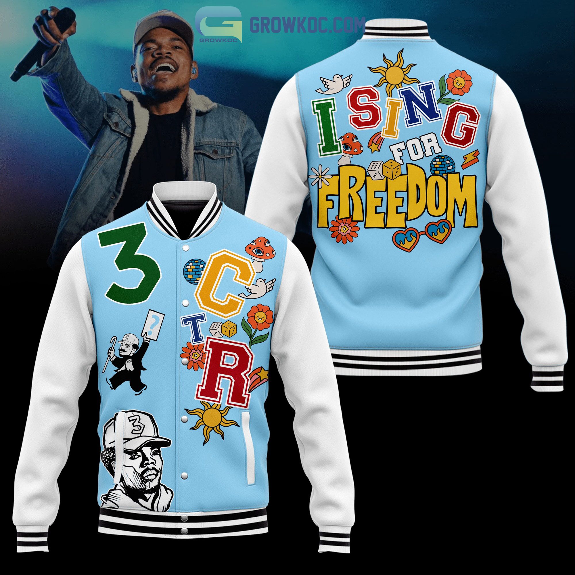 Chance The Rapper I Sing For Freedom Baseball Jacket2B1 AMdCU