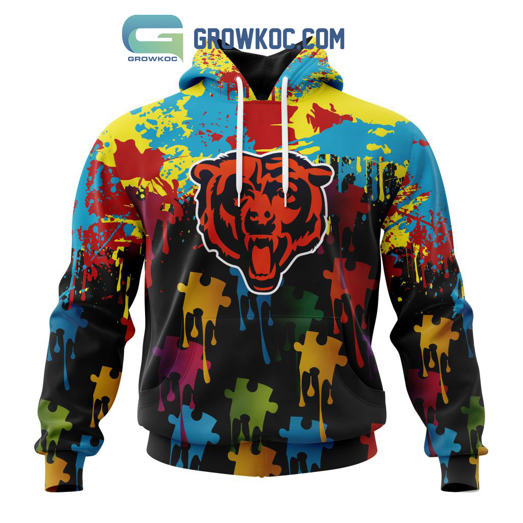 Chicago Bears Personalized Autism Awareness Puzzle Painting Hoodie Shirts2B1 2cDm2