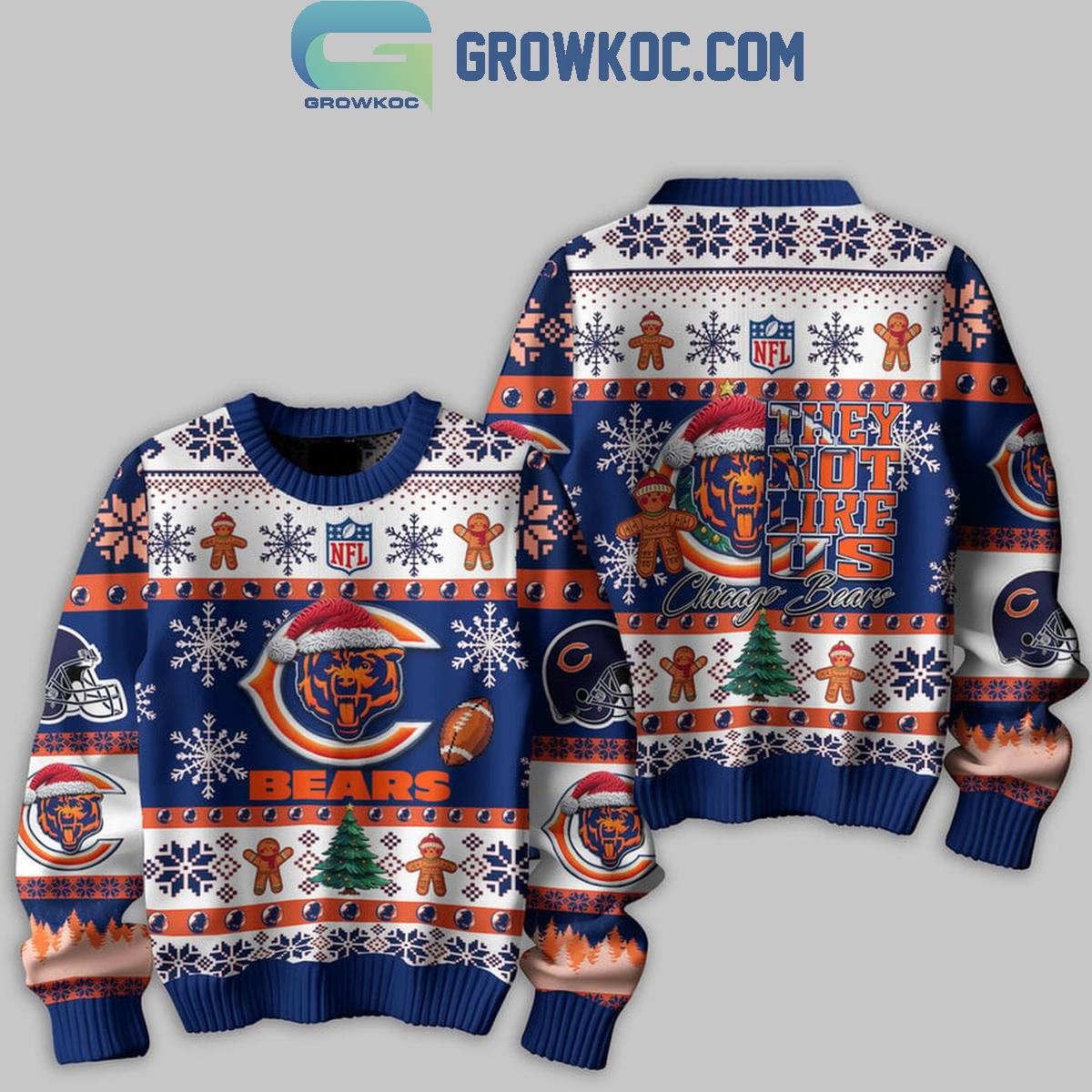 Chicago Bears They Not Like Us Christmas Happy Holidays Ugly Sweater 1 YBJjW