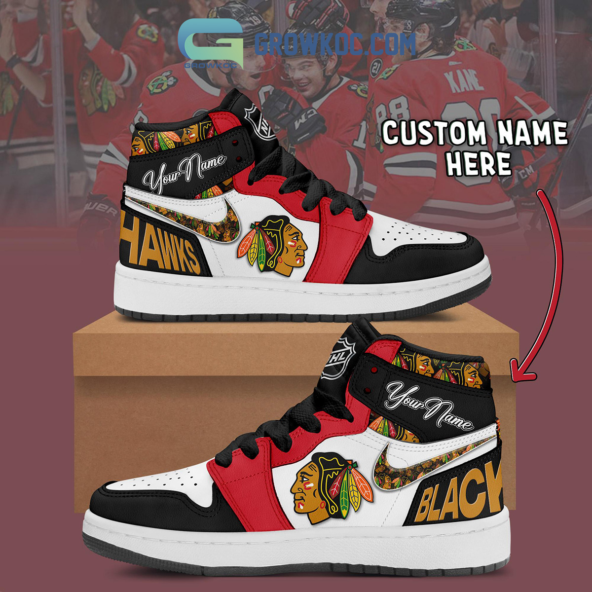 Chicago Blackhawks NHL Personalized Air Jordan 1 Shoes2B1 8A0ku