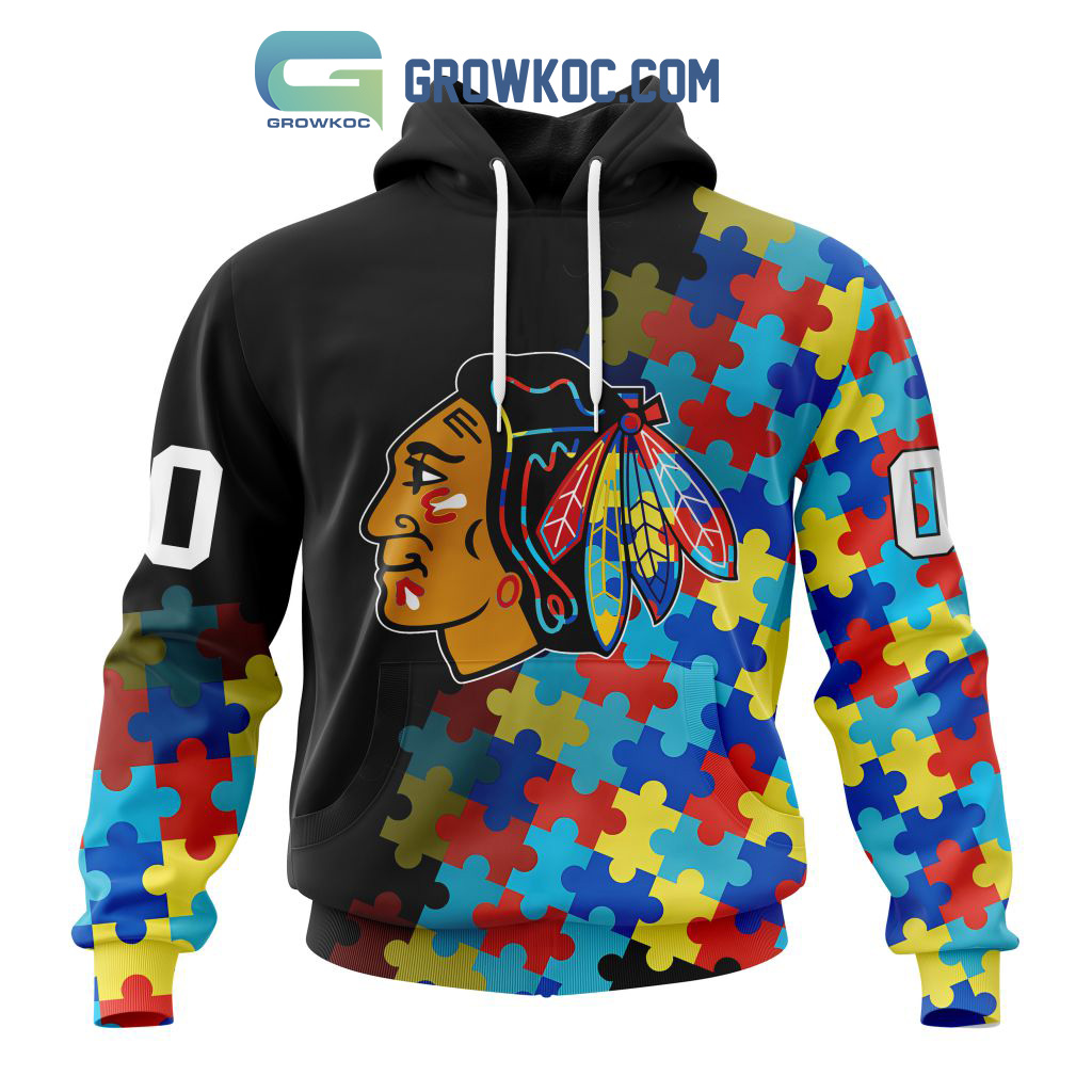 Chicago Blackhawks Puzzle Design Autism Awareness Personalized Hoodie Shirts2B1 ilaMB